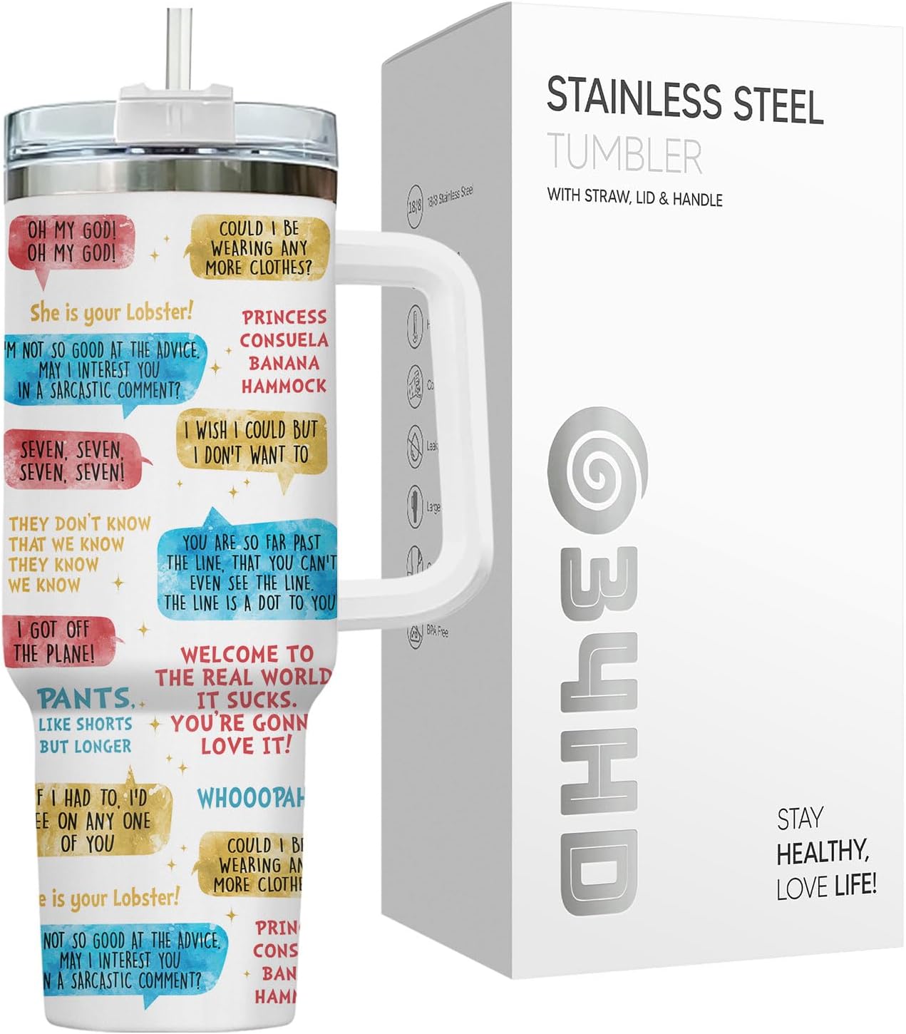 34HD Golden Girls Squad Tumbler 40oz with Handle Lid and Straw, Funny Retro TV Show Insulated Travel Coffee Mug for Fans - Birthday Gift for Friends, Friendship and Besties