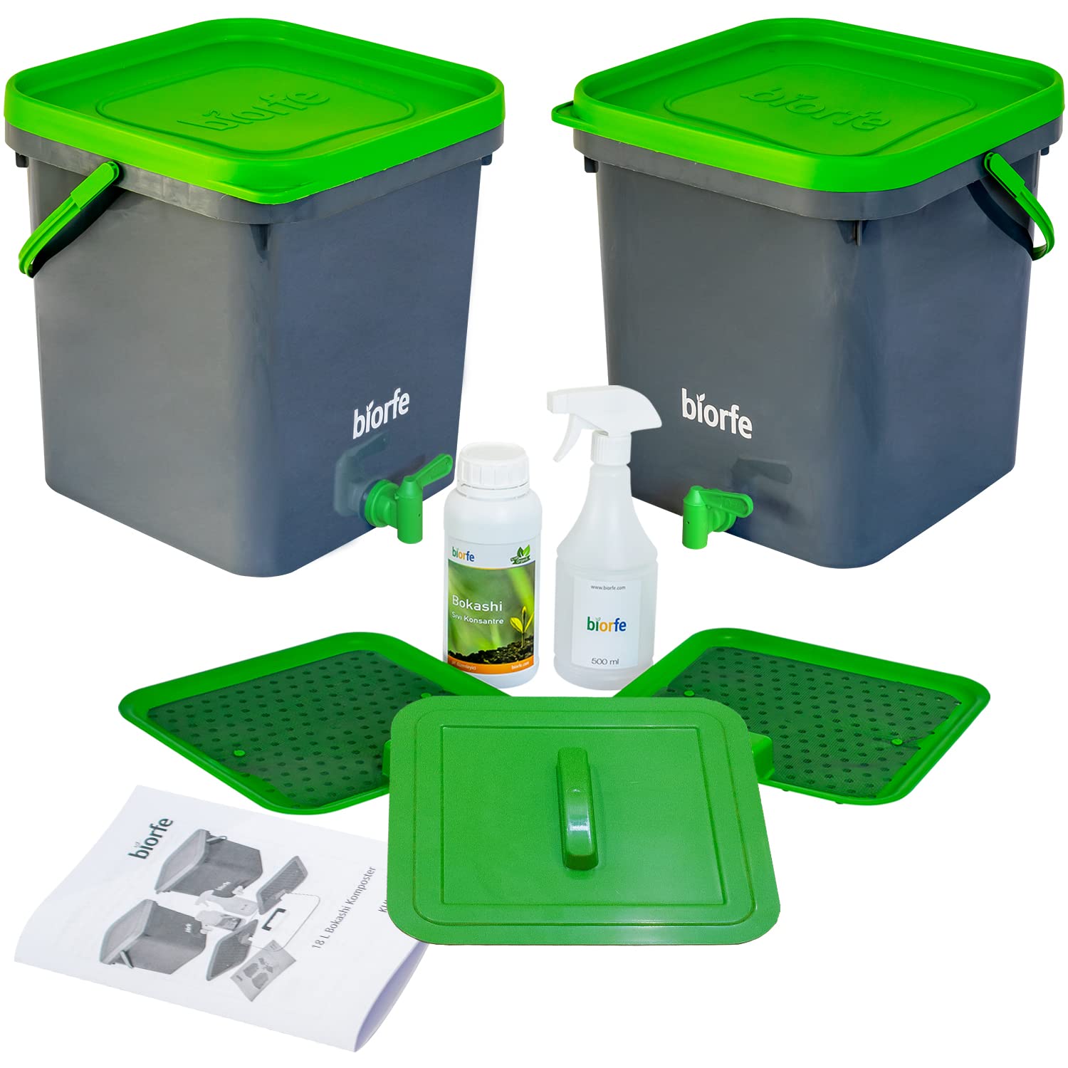 Biorfe Bokashi Kompost Kovası 500 ml Sıvılı Set 18 Litre – 18SGL