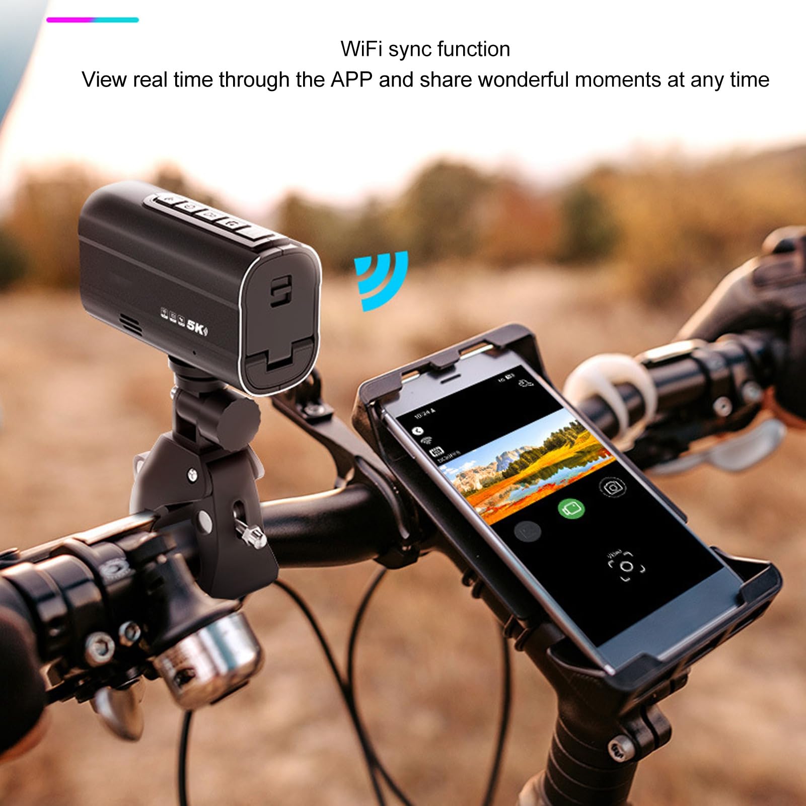 Kamera Sportowa Motocyklowa 5K, Wodoodporna Kamera na Kasku Rowerowym, EIS Anti Shake 2.4G WiFi Bezprzewodowa Lampa Noktowizyjna LED, Rejestrator Jazdy Rowerze Kamera Sportów