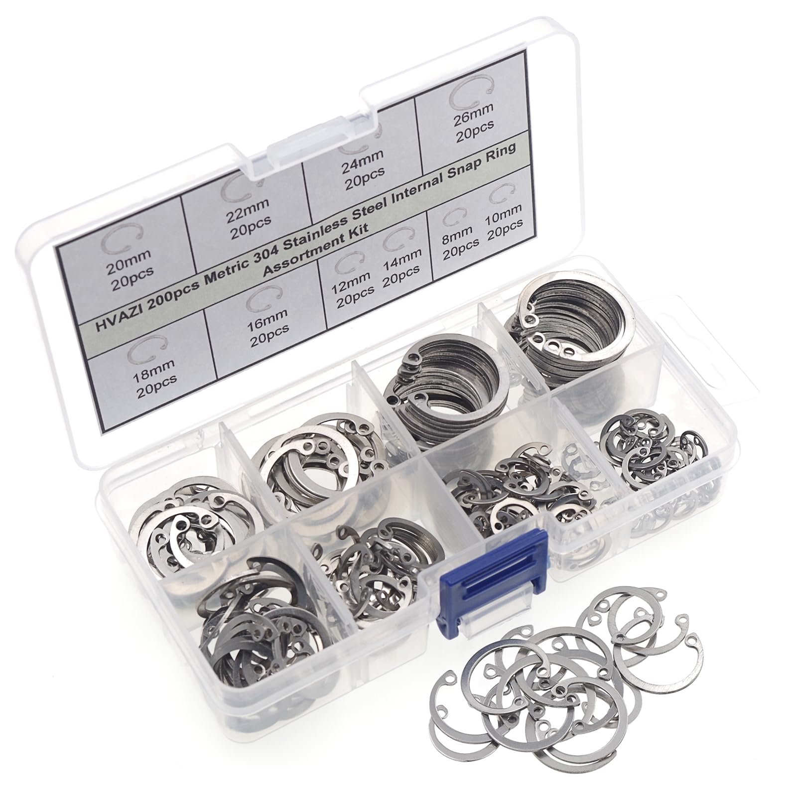 Stainless Steel Retaining Rings - 200 PCS Kit -6