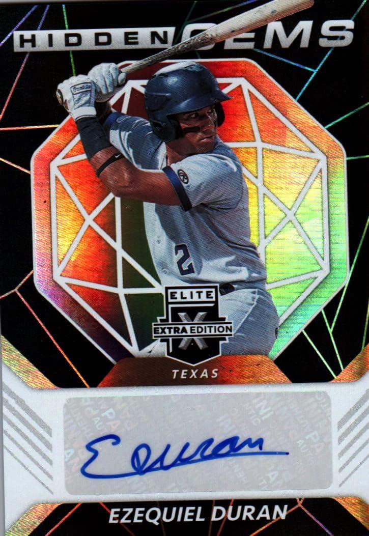 Ezequiel Duran Hidden Gems Autographed Collectible Baseball Card - 2021 Panini Elite Extra Edition Hidden Gems Baseball Card #HG-ED (Rangers) Free Shipping