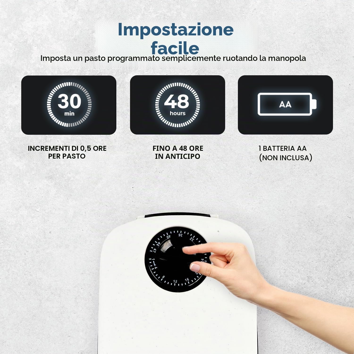 PAWISE Mangiatoia Automatica Per Animali Domestici per cani e gatti, stazione per erogatore di cibo da 1,5 tazze con timer 48 ore - Singola