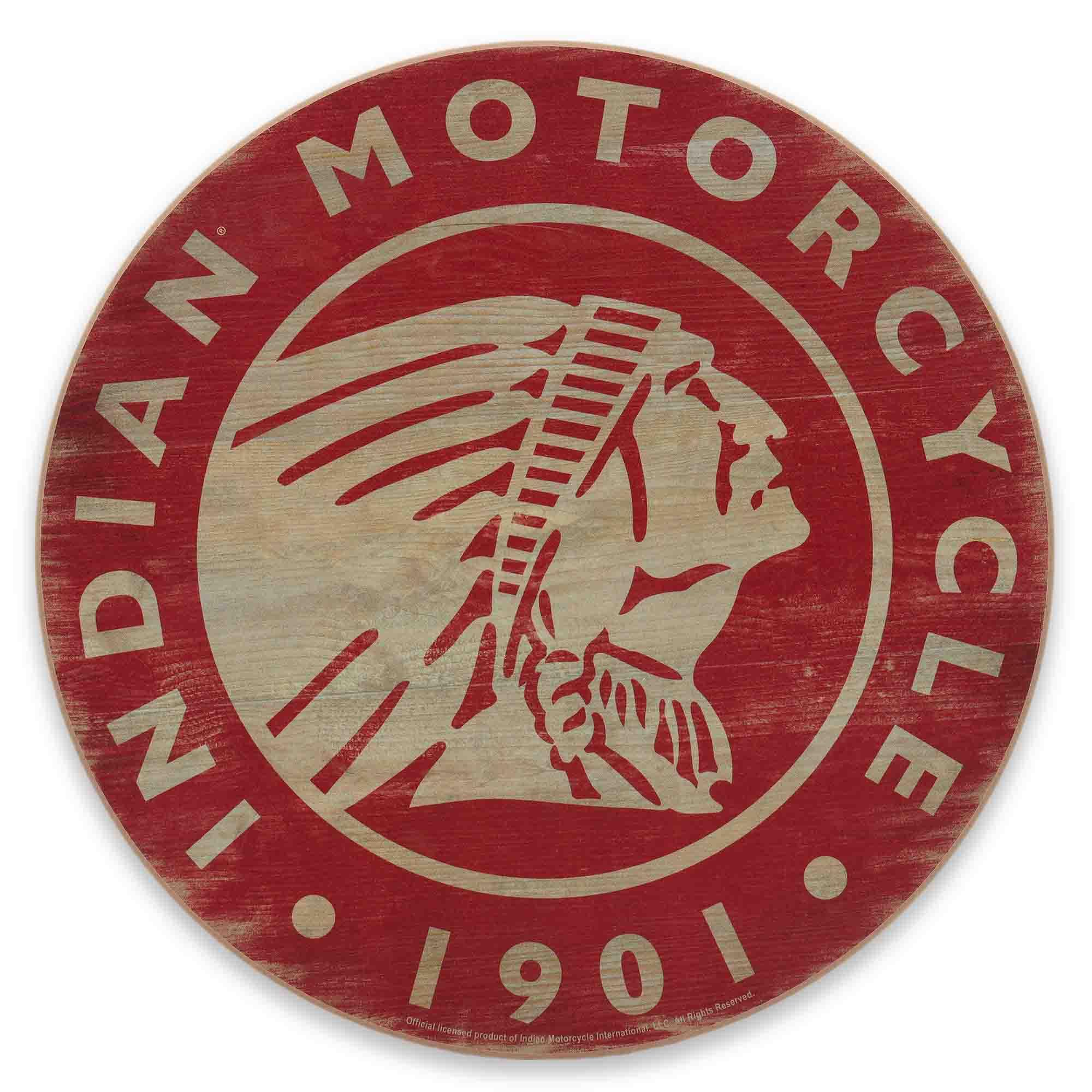 Indian Motorcycle Company Logo Wood Wall Decor - Vintage Indian Motorcycle Wall Art for Garage or Man Cave