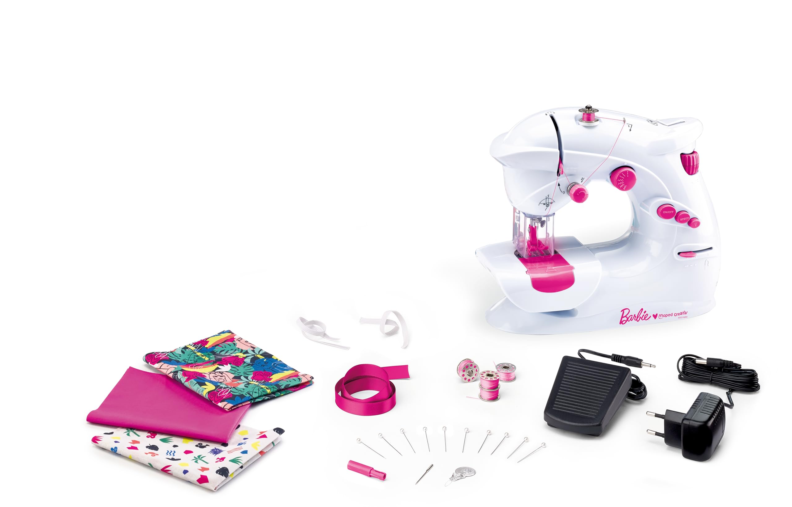 Maped Creativ Taller de Costura Barbie, Set de Manualidades Infantiles para Niños, Incluye Máquina de Coser y Materiales para 4 Proyectos de Moda, A Partir de 8 Años
