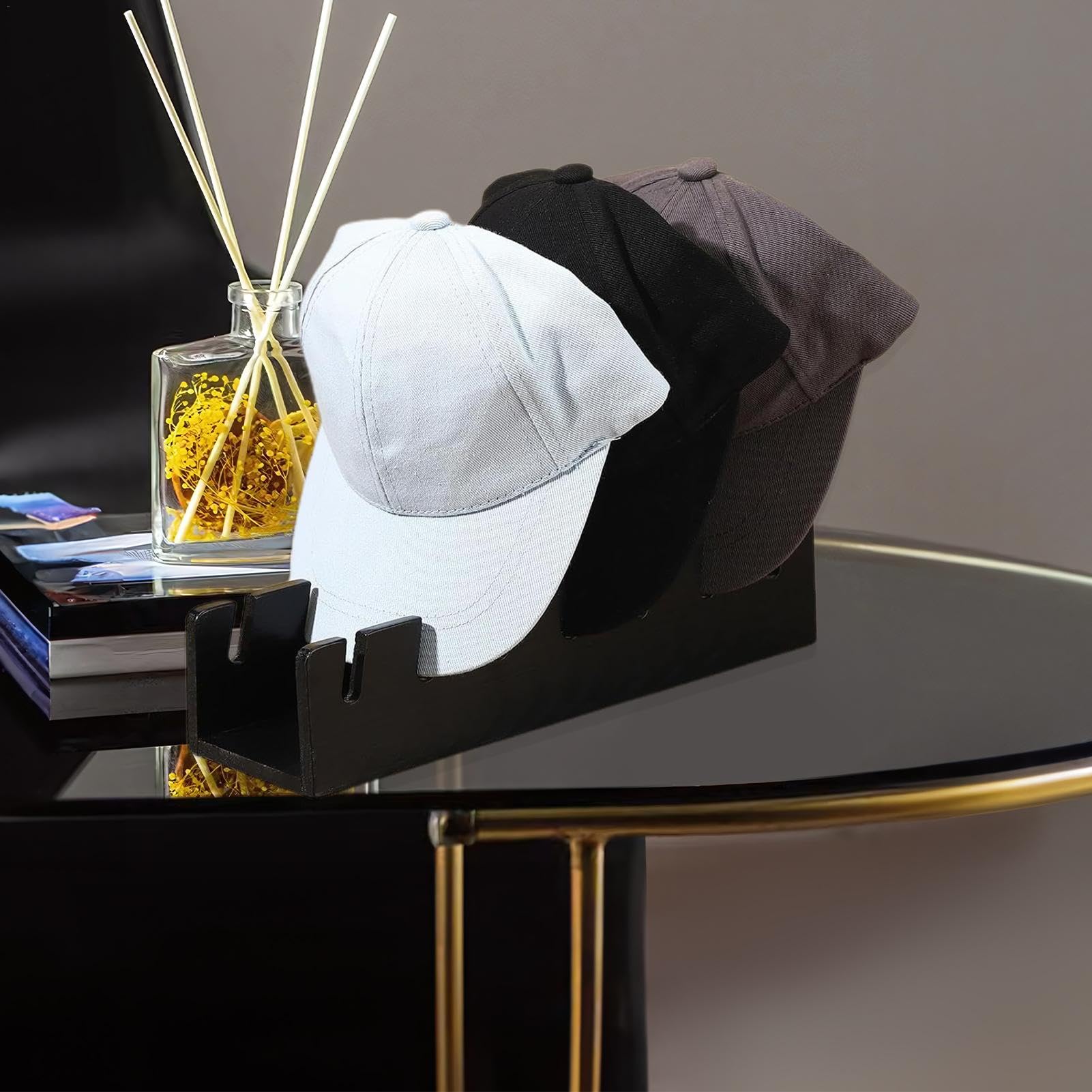 Amazon｜木製ハットラック、デスクハットスタンド,木製帽子ラック安定