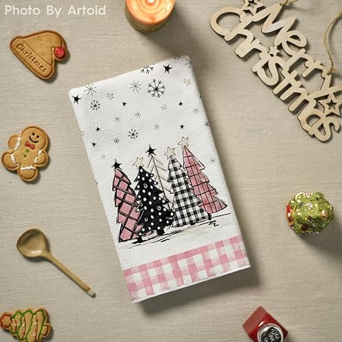 Miniatura 22 de Artoid Mode Juego de 2 toallas de cocina con diseño de árbol de Navidad, diseño de copos de nieve marrones, diseño de árbol de Navidad, 18 x 26