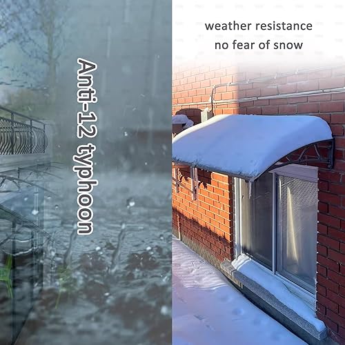 Miniatura 2 de Toldo transparente para puerta delantera, toldo para exteriores, protección contra la lluvia UV, nieve, toldo para patio, refugio de lluvia,