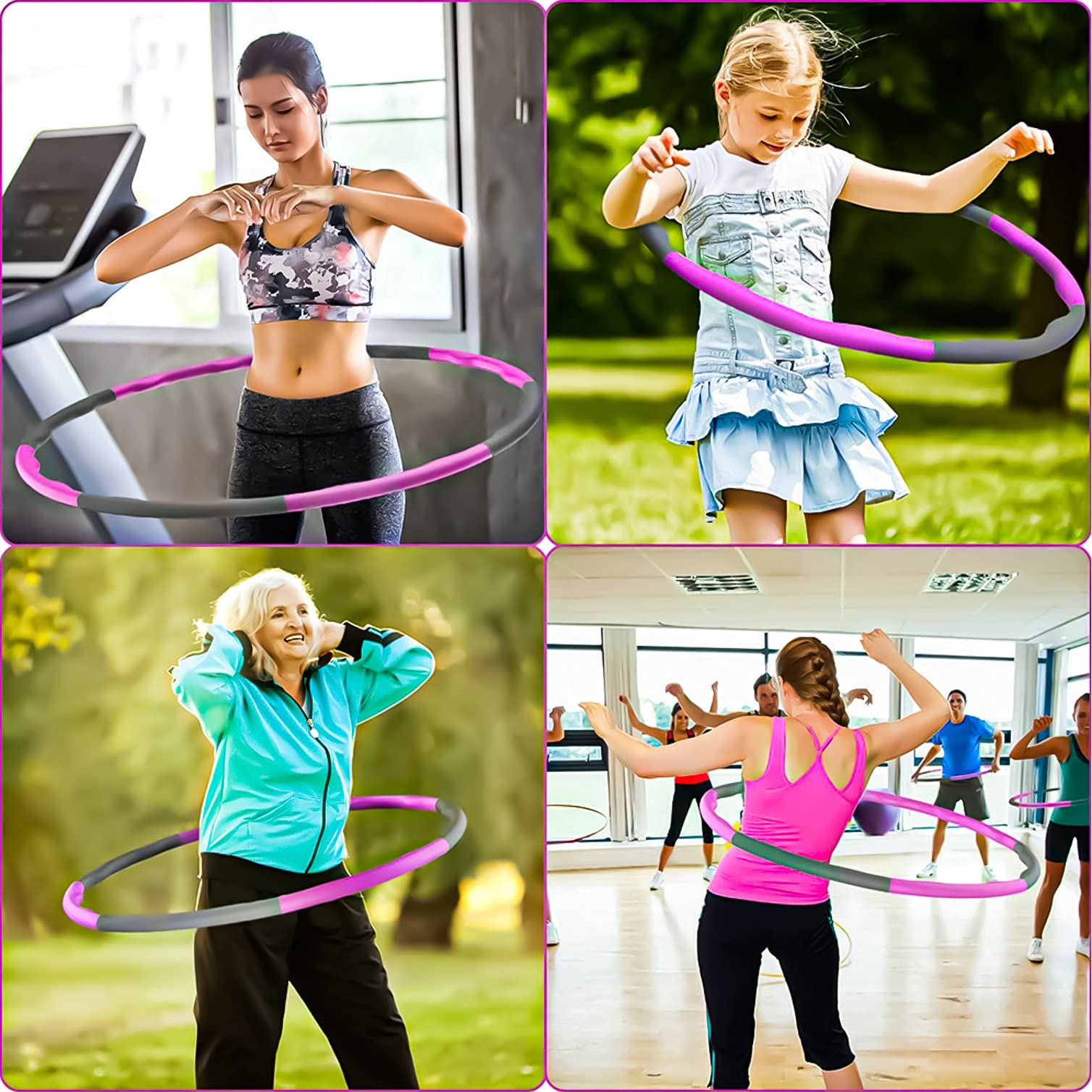 Queen Hula Hoop - Hula Hoop per adulti e bambini, per assorbire la cerimonia e il massaggio, 6-8 pezzi, per fitness, allenamento, addominali