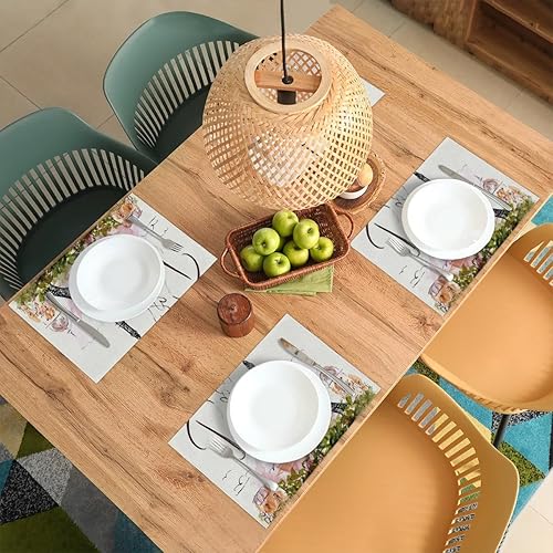 Miniatura 2 de Juego de 6 manteles individuales cuadrados de tela Tower Paris para mesa de cocina, resistentes al calor, fáciles de limpiar, 12 x 18 pulgadas