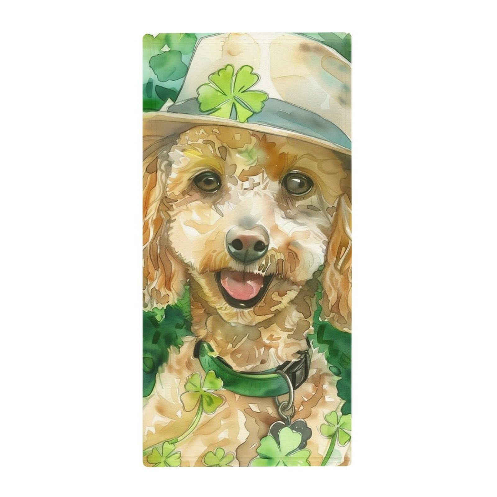 MoBlinko Dog St Patricks Day Hand Towels for Bathroom 14 X 28 in Poodle Dog Wearing Hat Absorbent Face Towels Soft Hand Towel for Kitchen Bathroom Hotel Yoga