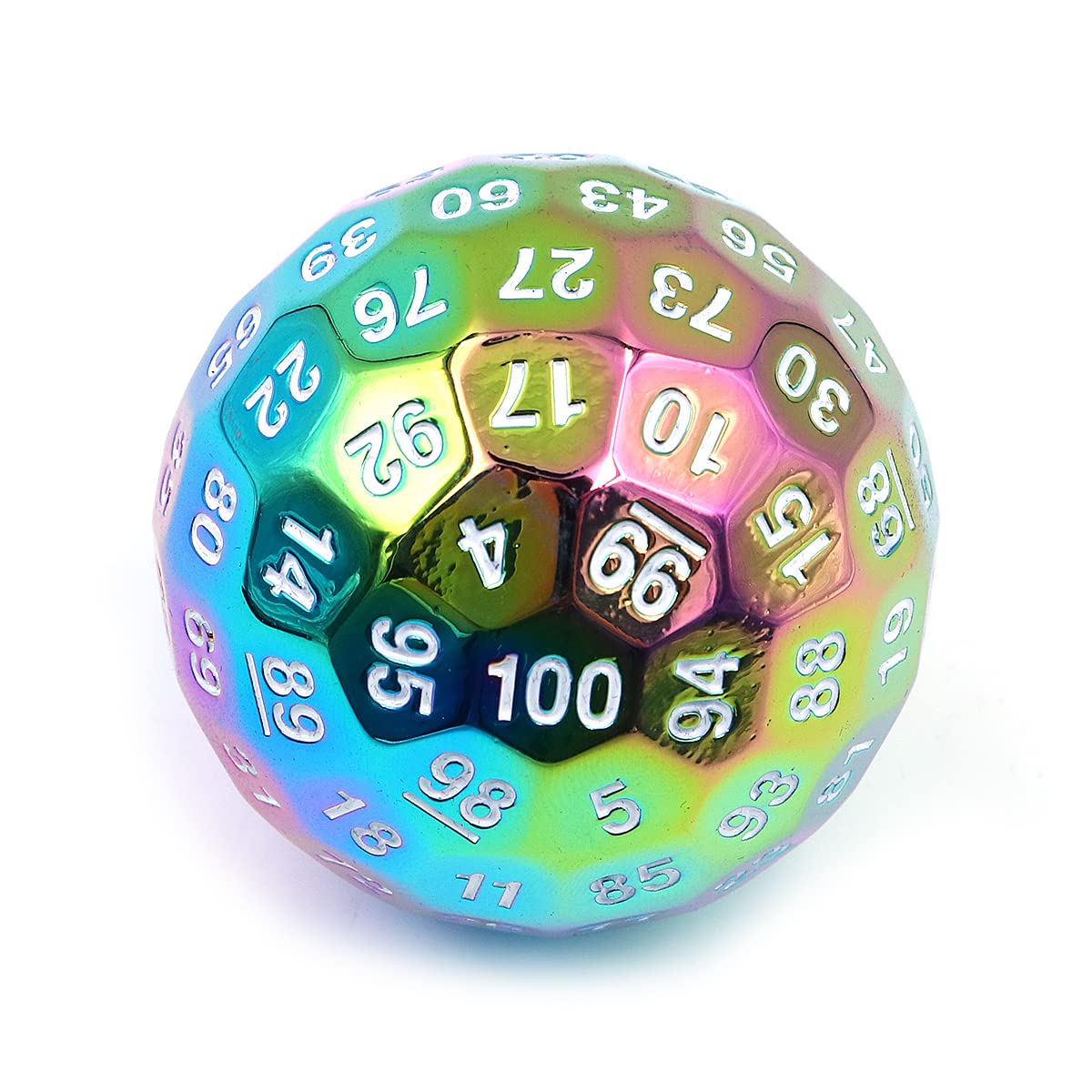 DollaTek Dado Poliédrico Metálico 100 Caras 50mm Utilizado para el Juego de Dados Dungeon and Dragon DND - Coloridos