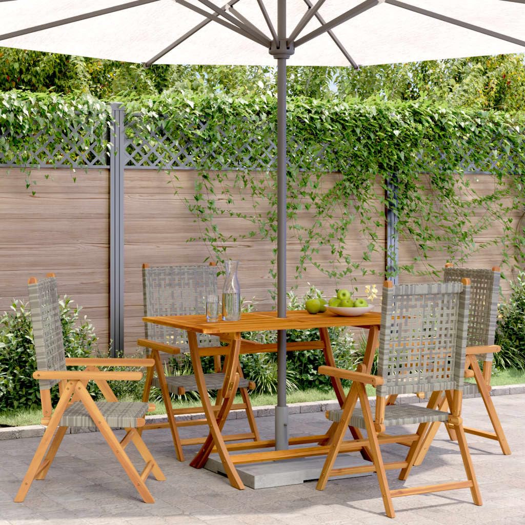 Fauteuil de jardin en polyrotin gris et bois massif d'acacia aux finitions soignées