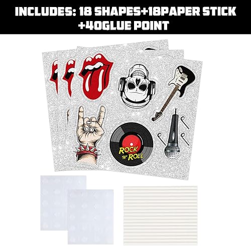 Miniatura 3 de Decoración para cupcakes de postre Rock and Roll, 18 piezas de decoración de pastel de cumpleaños con temática musical retro de los años 80