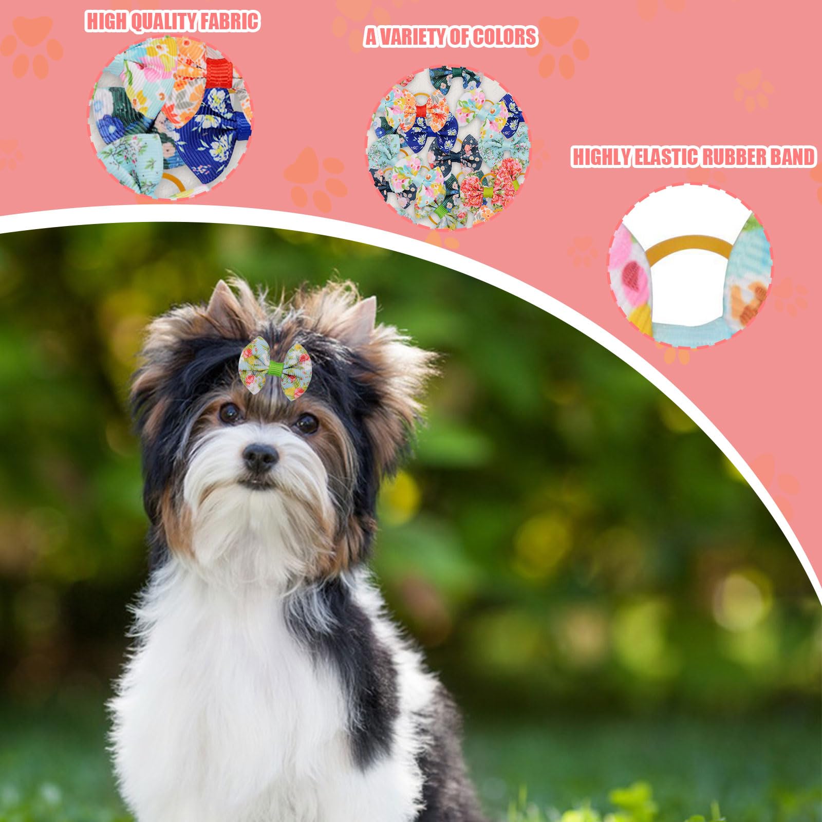 Dog Hair Bows, 45Pcs Mixed Colors Dog Hair Bows with Elastic Rubber Bands - Image 4