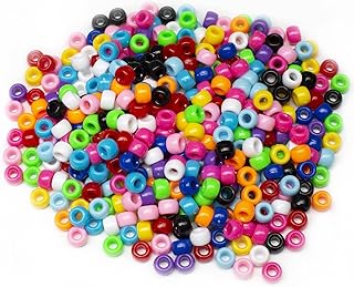 1000 Pcs Acrylic Pony Beads 6x9mm Multicolor Mix Plastic Bulk for Arts Craft Bracelet Necklace Jewelry Making Earring Hair...