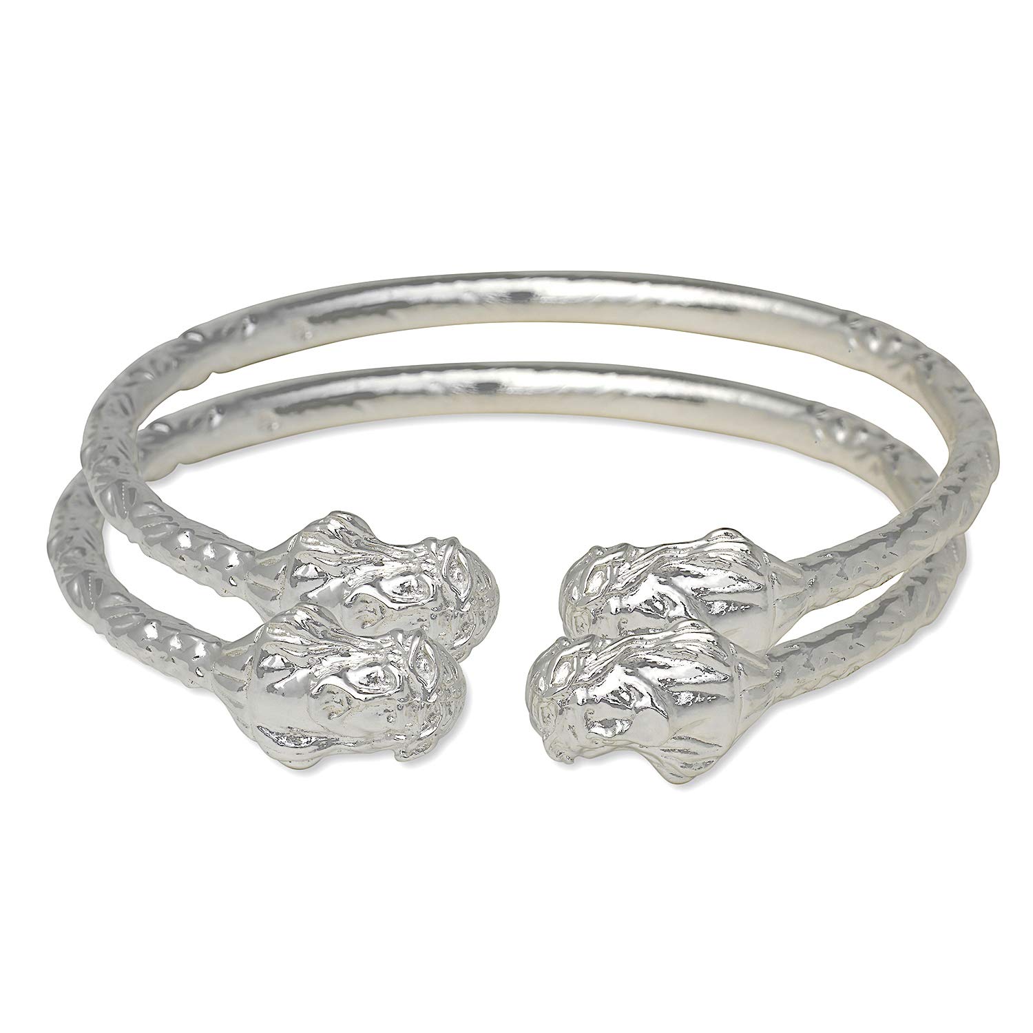 Jesus Face Ends West Indian Bangles .925 Sterling Silver