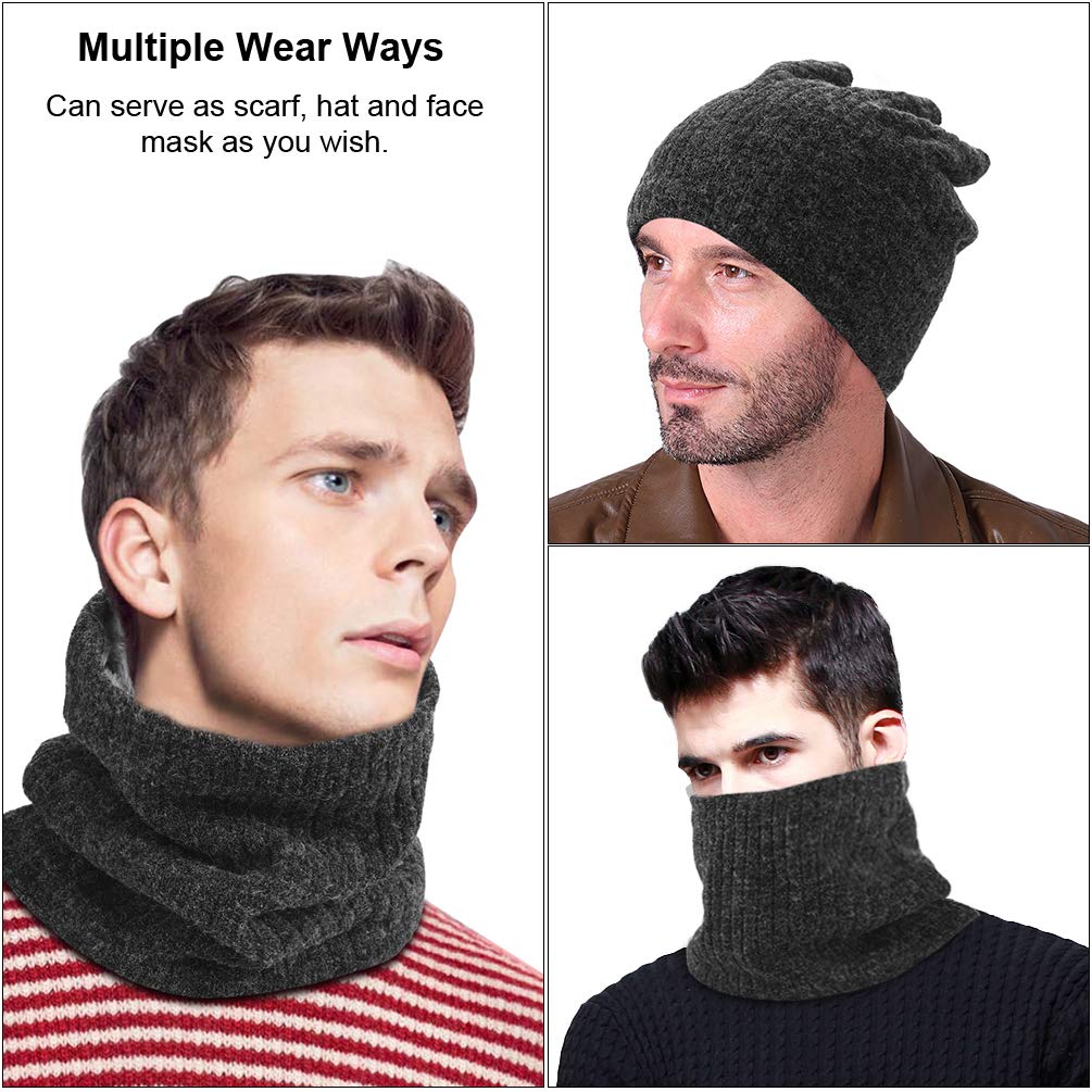 OOPOR Invernale Sciarpa Uomo Donna Caldo - Unisex Moda Scaldacollo in Maglia Elastico Casual Donne Collo Sciarpe Fodera di Pile Tubolare Paracollo per Trekking Sport Scooter Bici Moto Mtb Corsa Sci