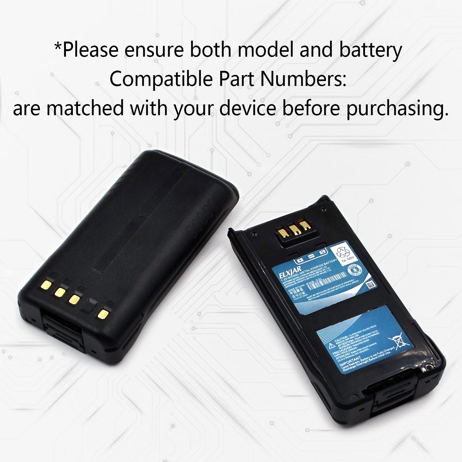 elxjar (2-Pack) 7.2V 1800mAh Ni-MH Replacement Battery for Kenwood TK-2180 TK-3180 TK-5210 TK-5310 TK-5410 NX-410 NX-411 KNB-33L KNB-33Li KNB-32N KNB-31A BP5633LI Radios