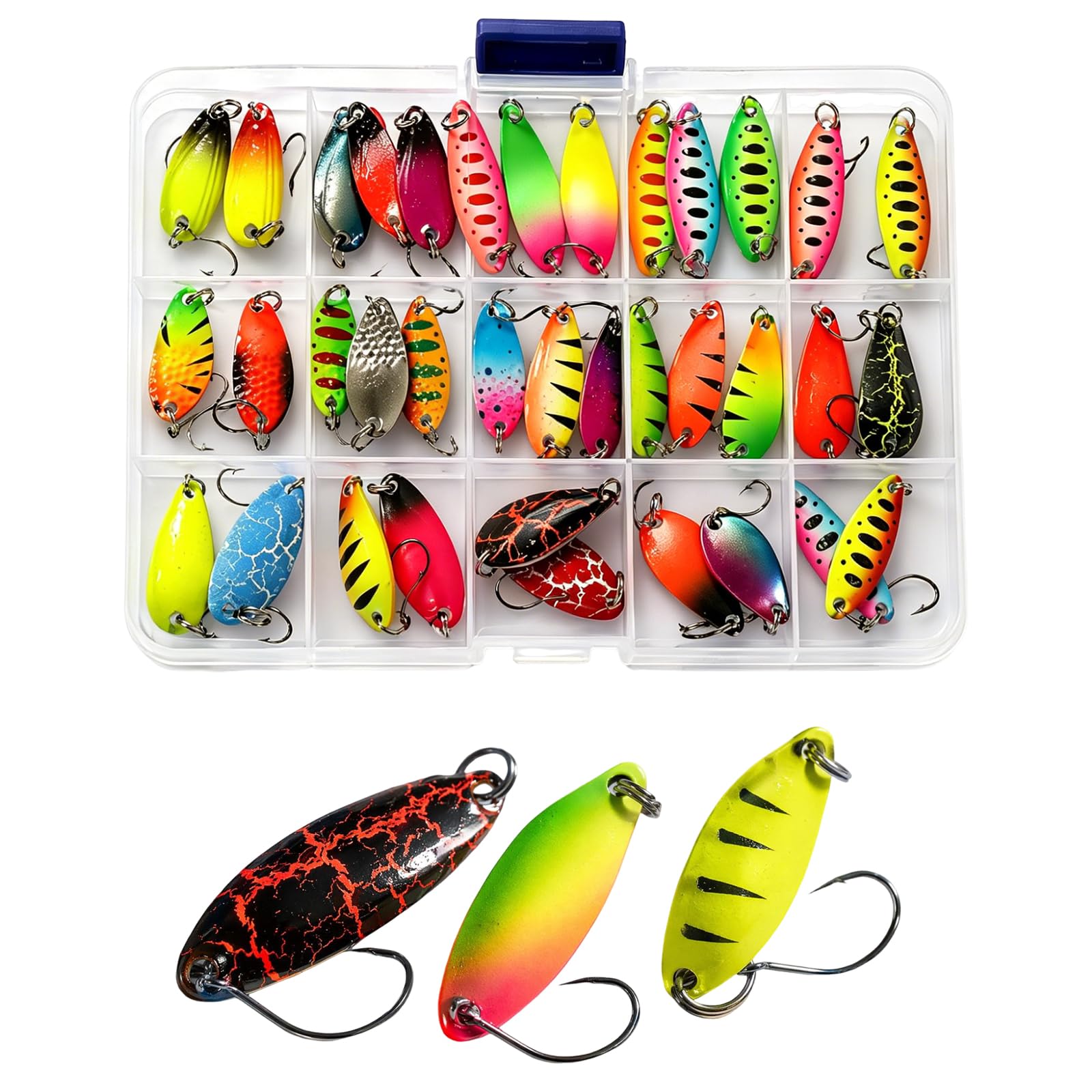 Juego de señuelos de Metal con Lentejuelas Multicolor, 38 Uds.,