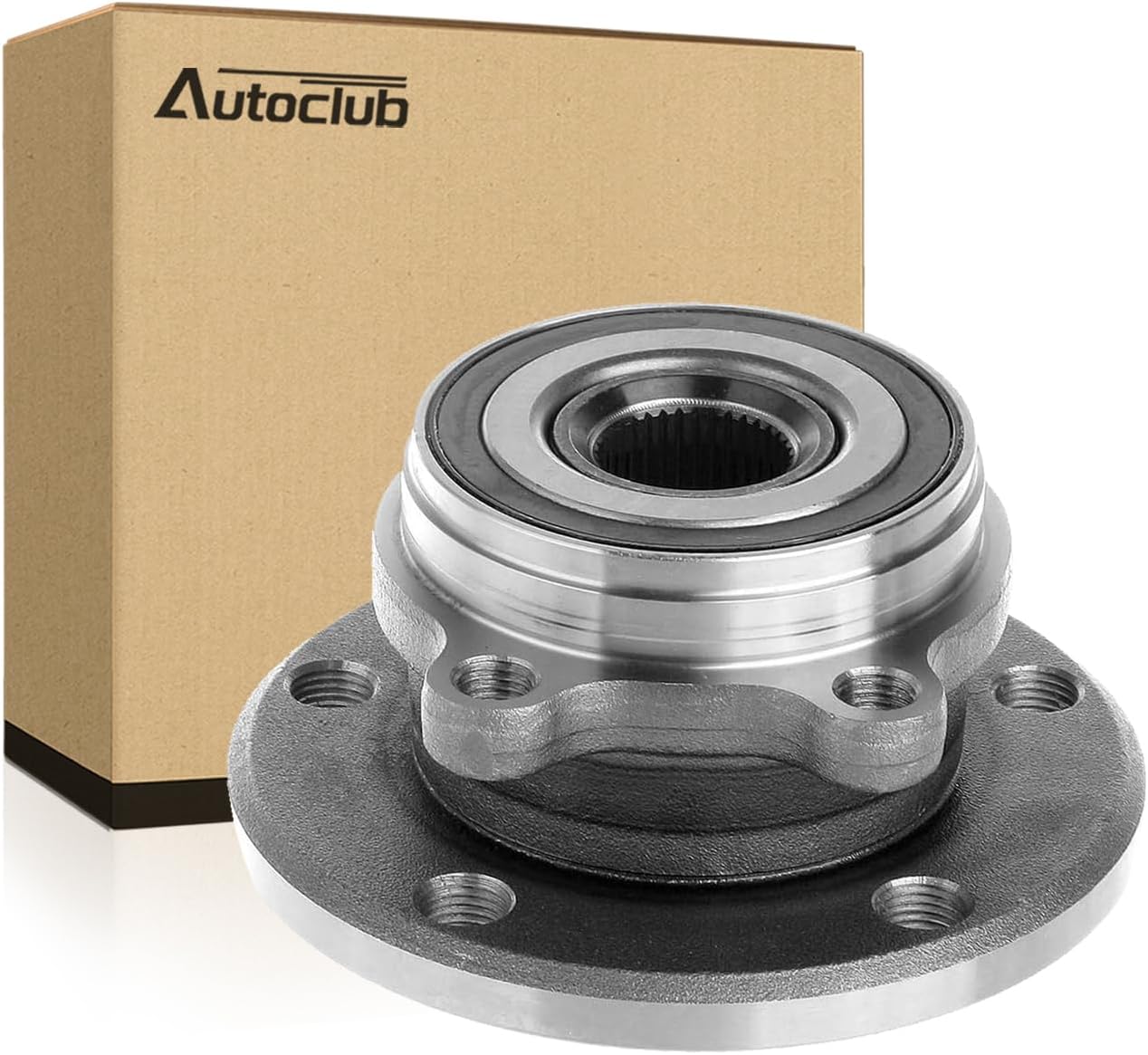 AUTOCLUB Front Wheel Bearing Hub Assembly for Volkswagen Jetta 2005 2006 2007 2008 2009 2010 2011 2012 2013 2014 2015 2016 2017 2018, for Passat GTI, Audi TT A3 Q3 Quattro Replacement [4-Bolt-Flange]