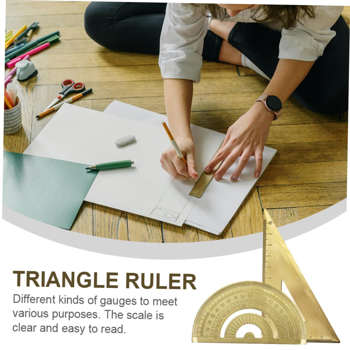 SHINEOFI 3ensembles Règle Laiton Avec Rapporteur De Outils De Mesure Pour Et Dessin Techniques