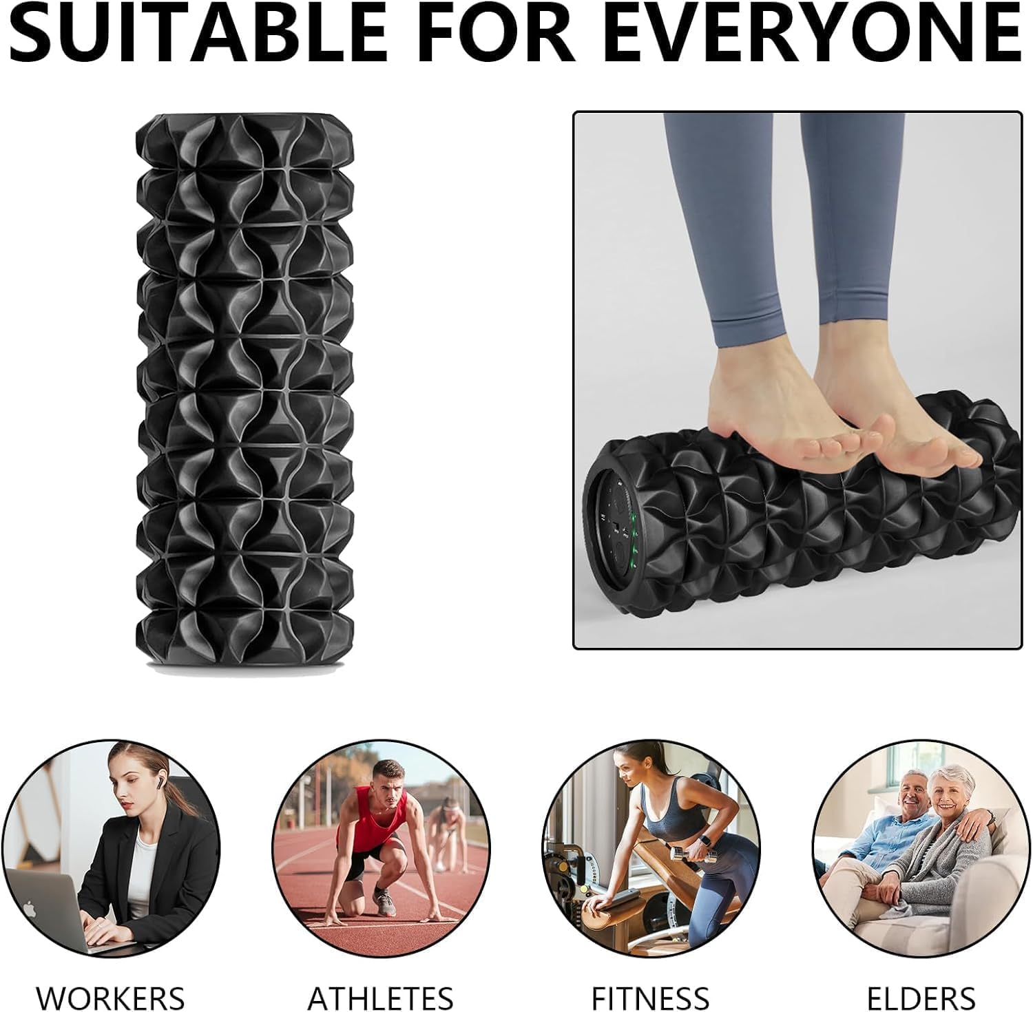 Rullo Fasciale Elettrico Con Vibrazione con 5 Velocità Versatile Rullo Massaggiante Elettrico Ricaricabile Massaggiatore Sportivo Vibrante Massaggio Del Punto Di Innesco Per Casa Yoga