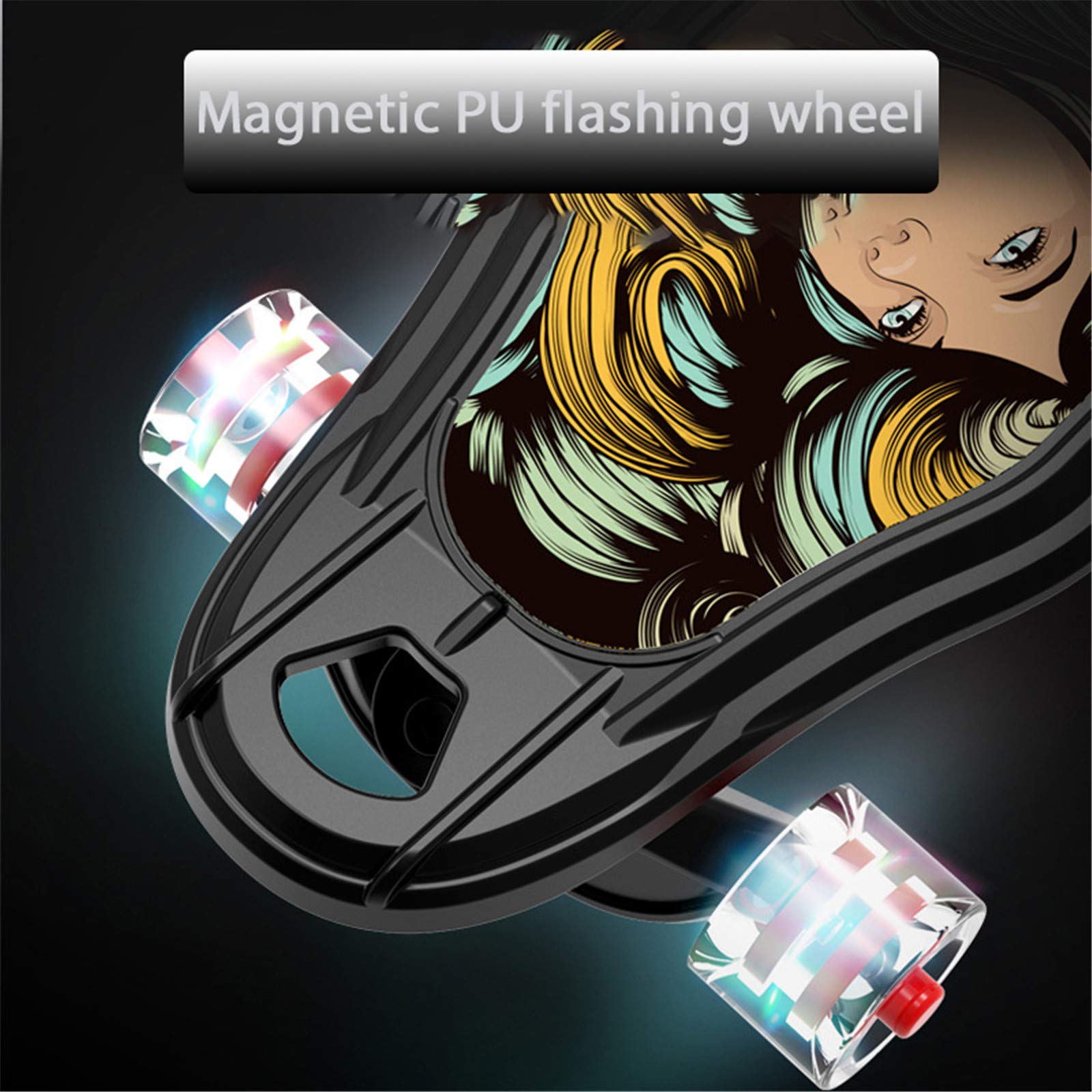 Black Cruiser Skateboard, Planche À roulettes Complète 65 * 24Cm avec Poignée Et LED Light Up Wheels Skate Board pour Débutants Jeunes Enfants Adolescents Garçons Filles Cadeau