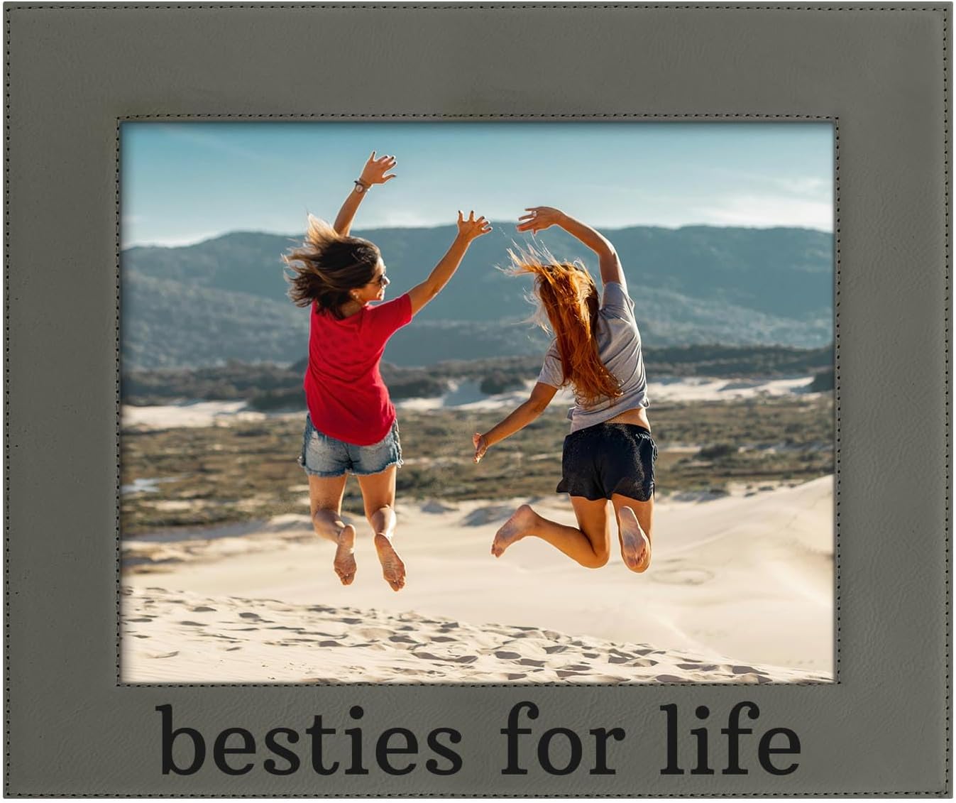 ThisWear Sentimental Photo Frame Besties For Life 8x10 Leatherette Photo Frame Grey