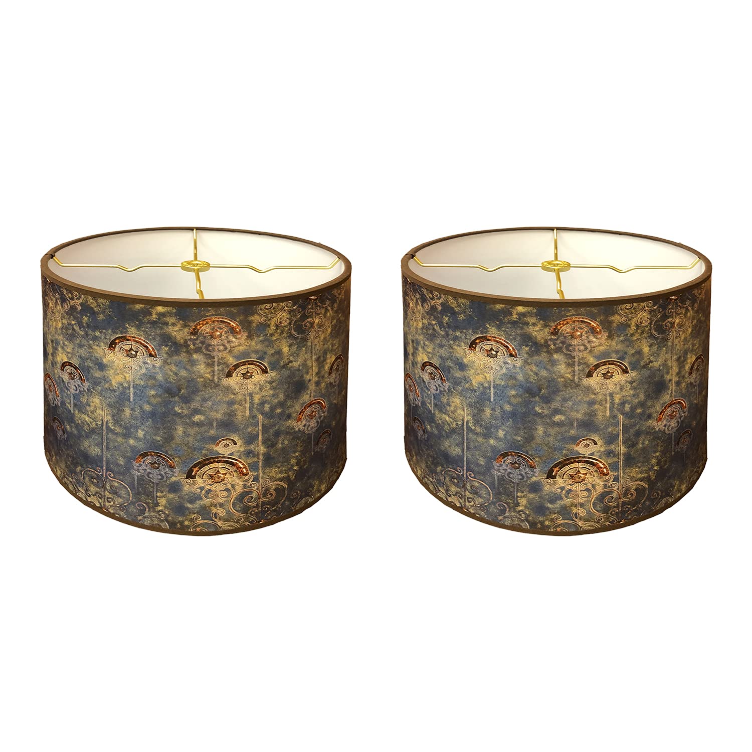 Royal Designs, Inc. Trendy Decorative Handmade Drum Shade, Made in USA, 12in, HBC-8063-12-2, Dreamscape Voyage -2 Pk