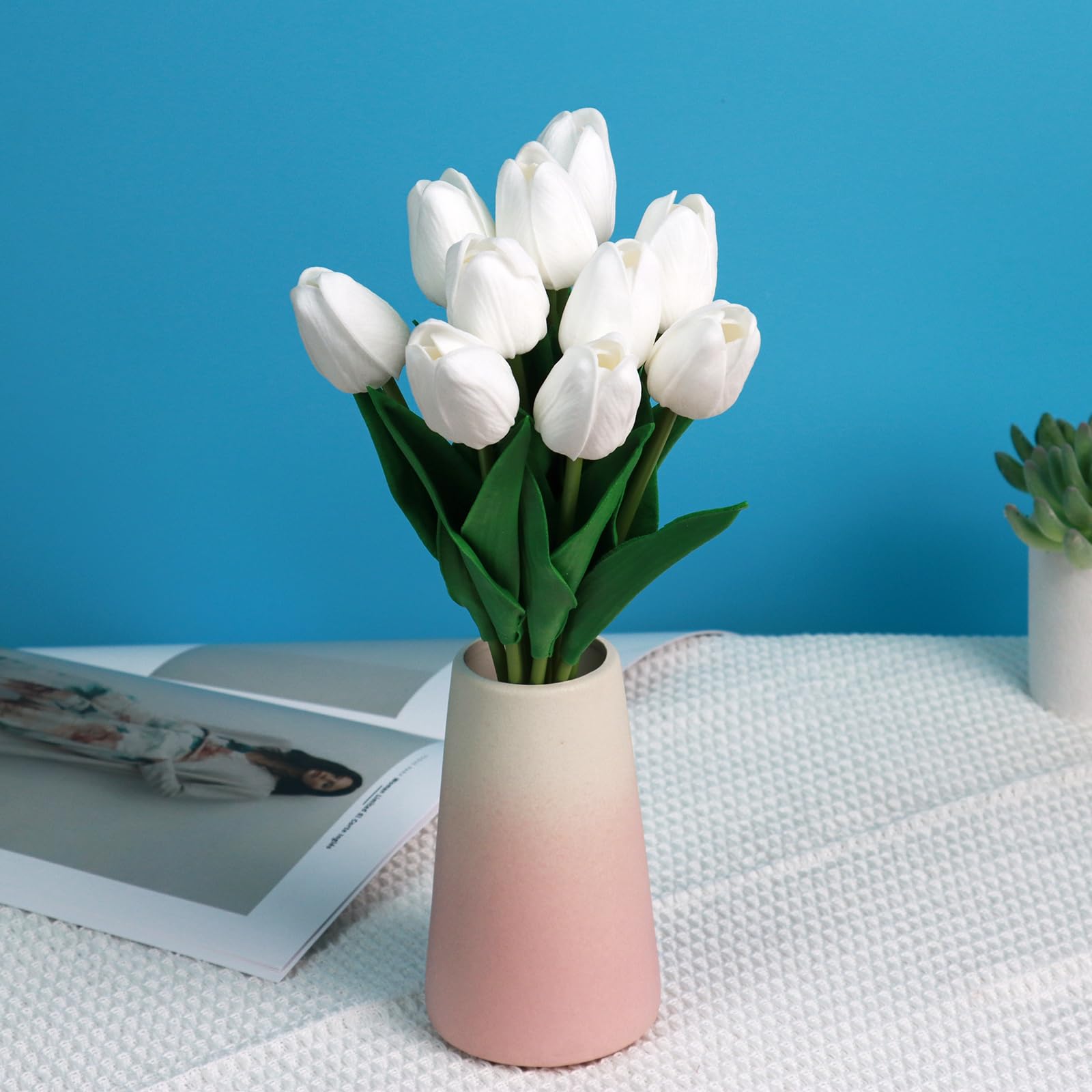 Amazon｜VaryFloral 造花 インテリア 10本入り ホワイト 白い フェイク
