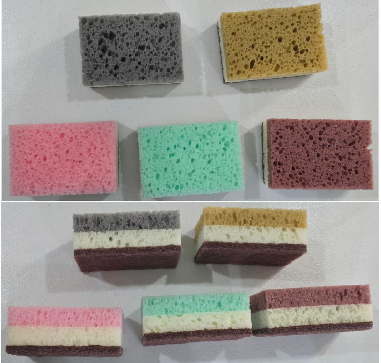 Taoluwin 5Pcs Kitchen Sponges, Triple-Color Thick Heavy Duty Scrub ...