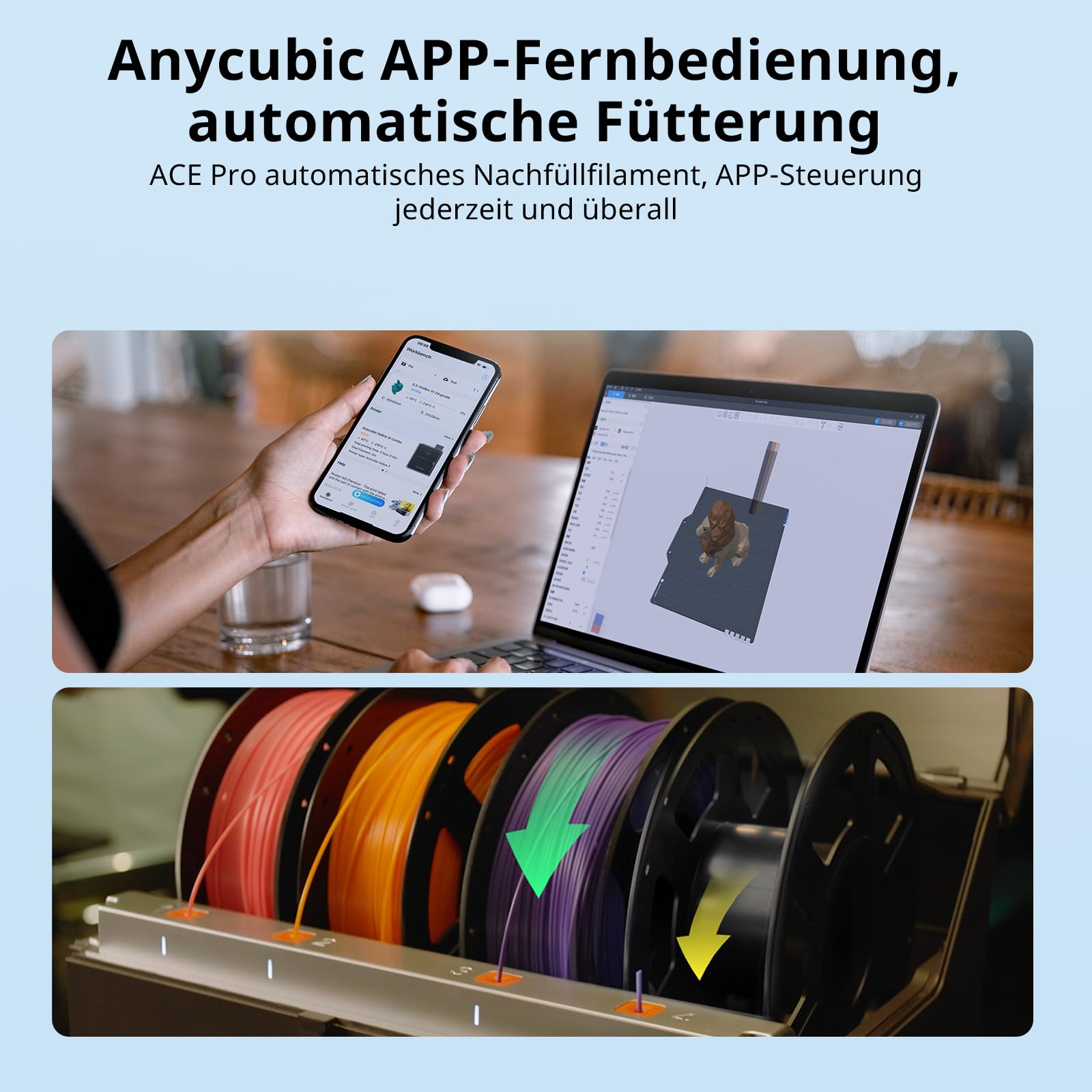 Anycubic Kobra S1 Combo 3D-Drucker Mehrfarbig, Geschlossene CoreXY-Struktur, 600 mm/s Schnelles Drucken, Trocknung Filament während des Drucks, 320 °C Hotend, Druckgröße 250 x 250 x 250 mm