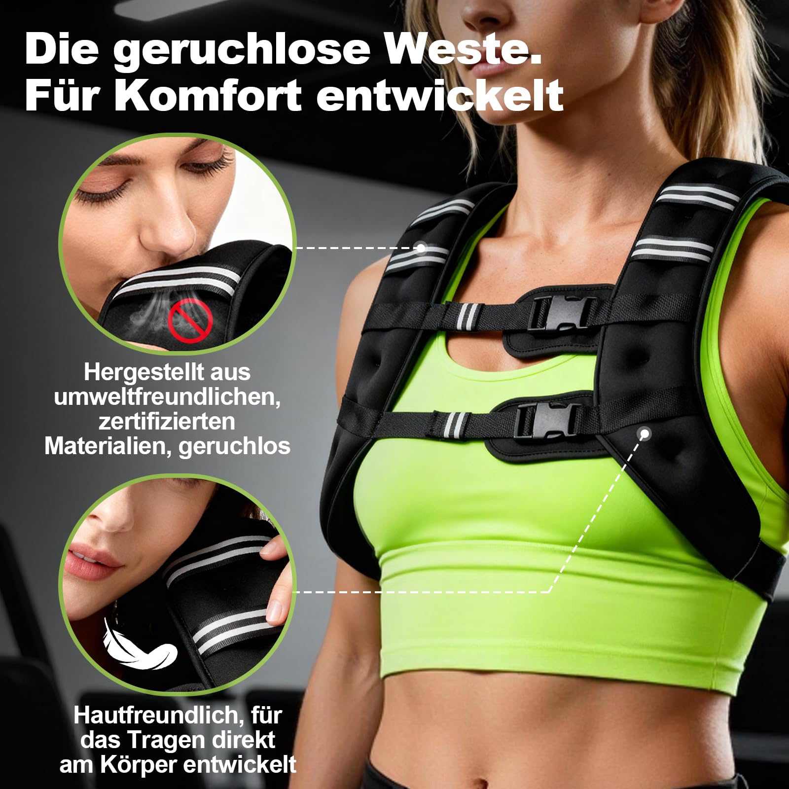 POWER GUIDANCE Gewichtsweste 6-20LB (2.7-9kg) Fix, Neopren Wasserdicht & Atmungsaktiv, Verstellbarer Brustgurt (89-127cm), Mit Staufach für Fitness, Laufen, CrossFit
