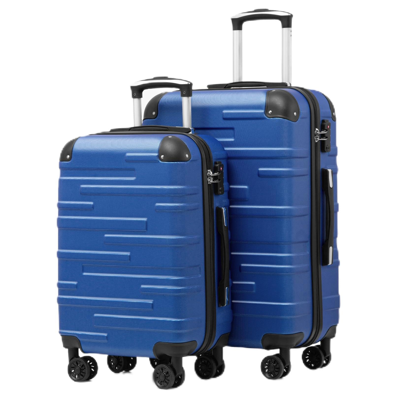 COOLIFE Hartschalen-Koffer Rollkoffer Reisekoffer Vergrößerbares Gepäck (Nur Großer Koffer Erweiterbar) ABS Material mit TSA-Schloss und 4 Rollen