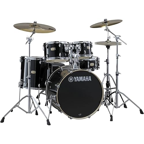 Yamaha Stage Custom Birch 5pc Drum Shell Pack With a 20" Kick Drum and 14” Snare Drum in Raven Black For Students and Working Drummers