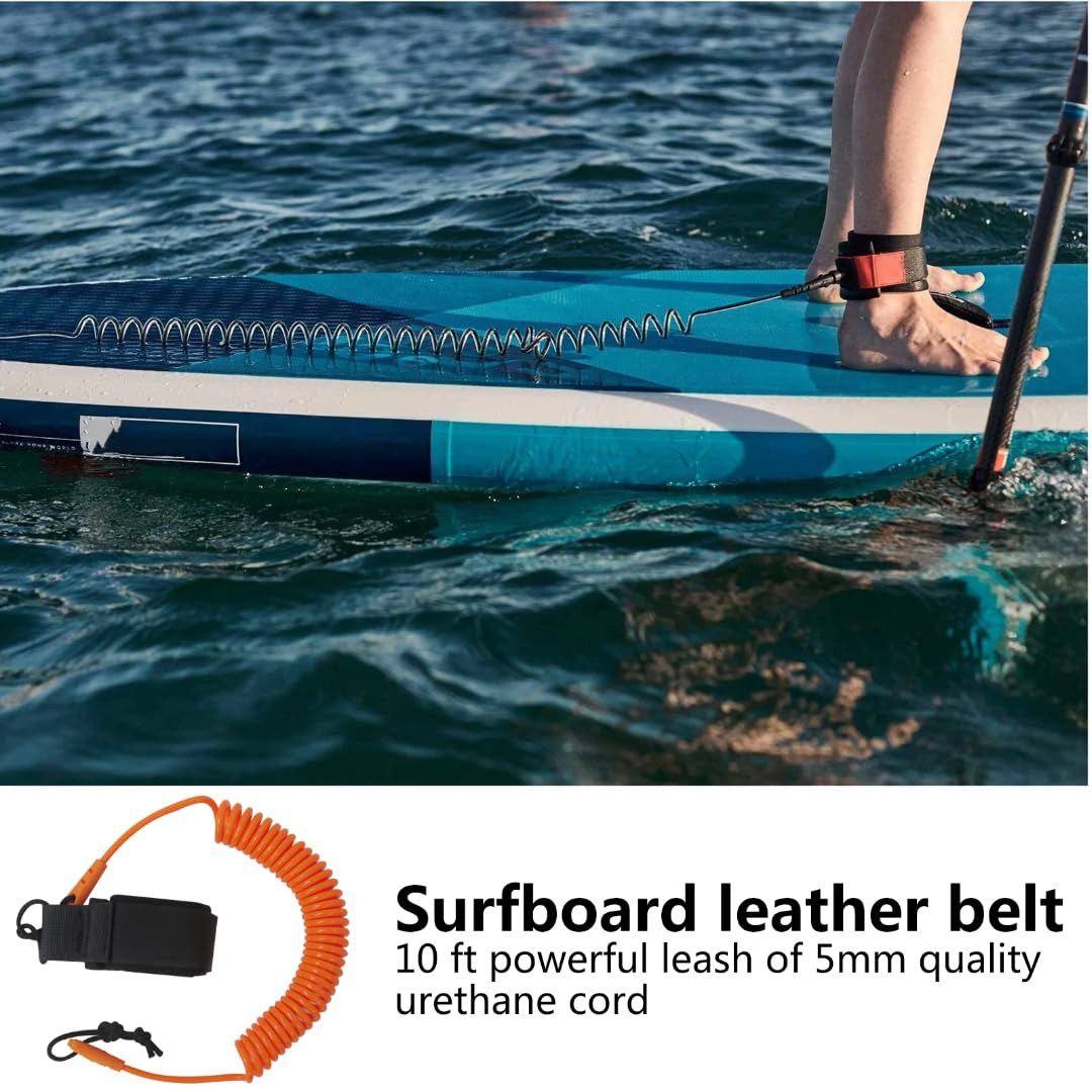 Gxcdizx Orange Kayaking Coiled Sping Leash 10' Surfboard Leash Leg Rope for Stand up Paddling, Surfing