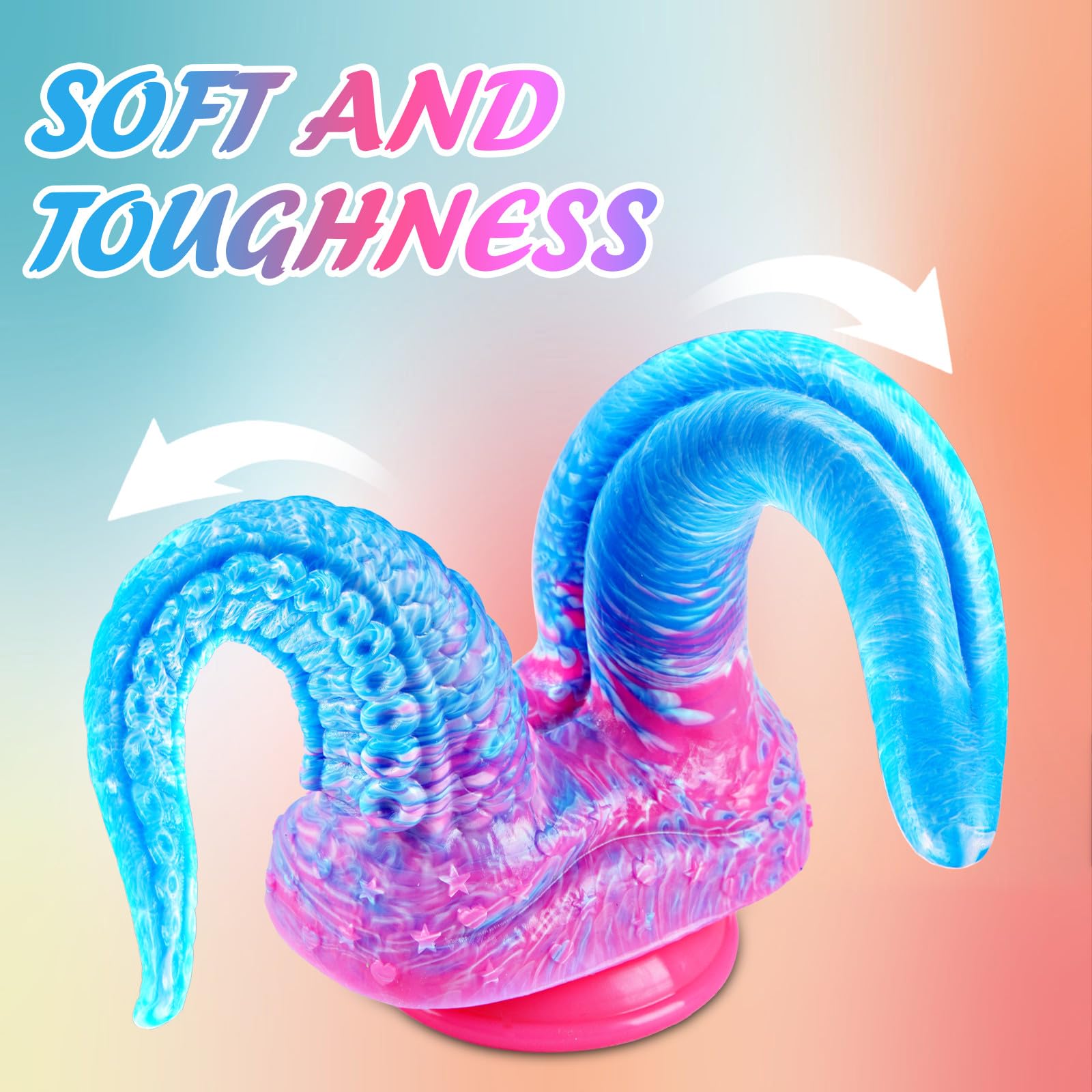 Dildo doble de 21.5 cm con tentáculos de monstruo, realista, grande, de silicona, con base de succión fuerte, dildo doble con lengua, juguete para lesbianas