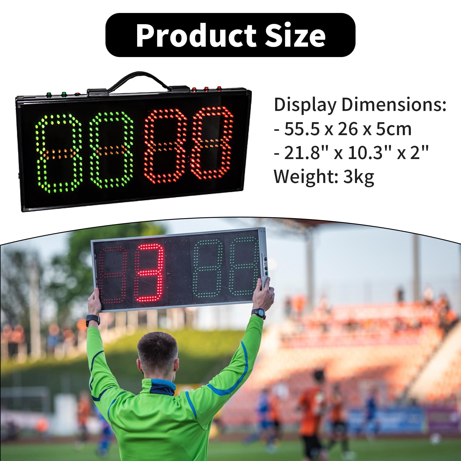 Tableau De Remplacement électronique pour Le Football, Affichage LED Portable pour Le Changement De Joueur, Tableau D'affichage Numérique électronique pour Le Changement De Joueur