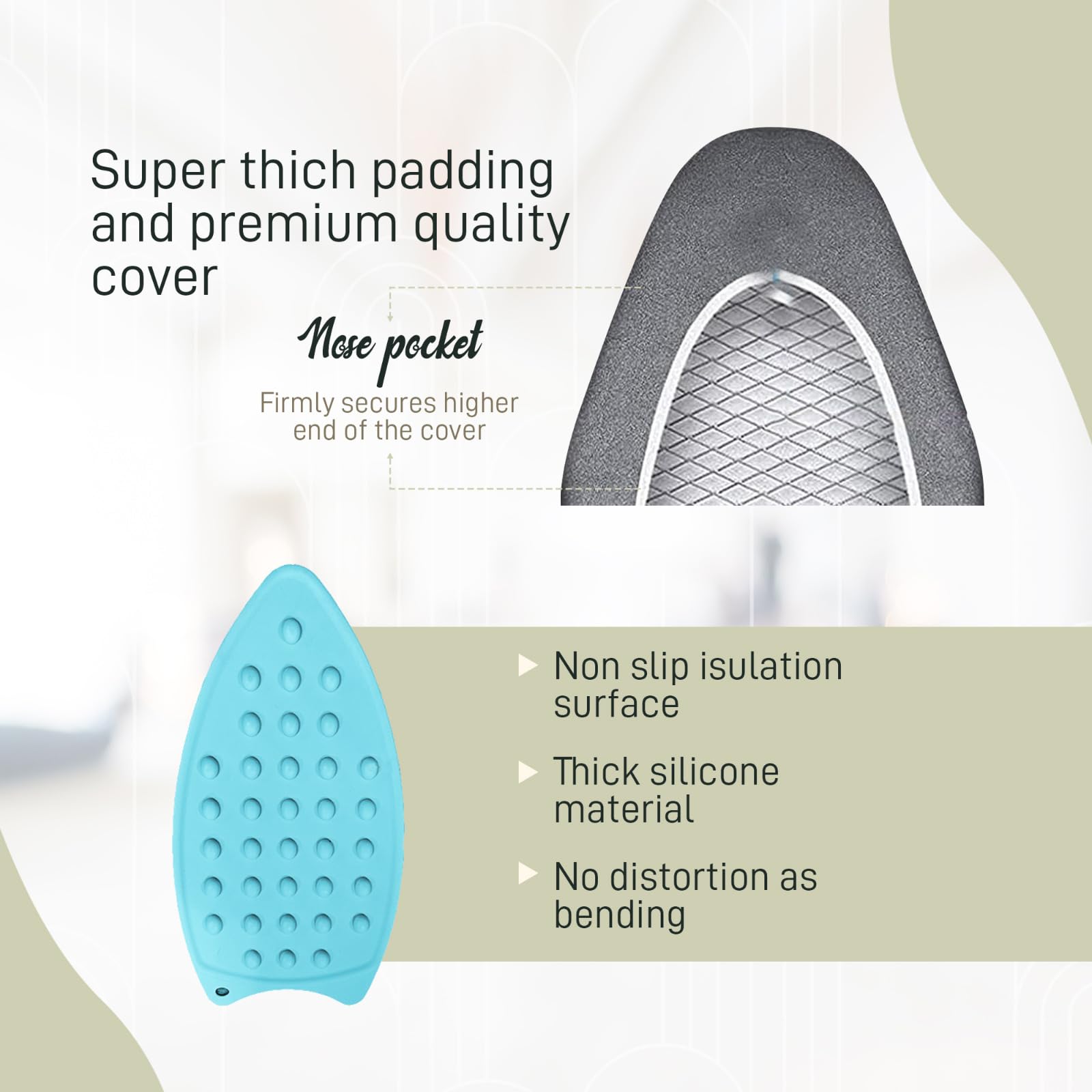 Funda para tabla de planchar de tamaño estándar premium y alfombrilla de silicona
