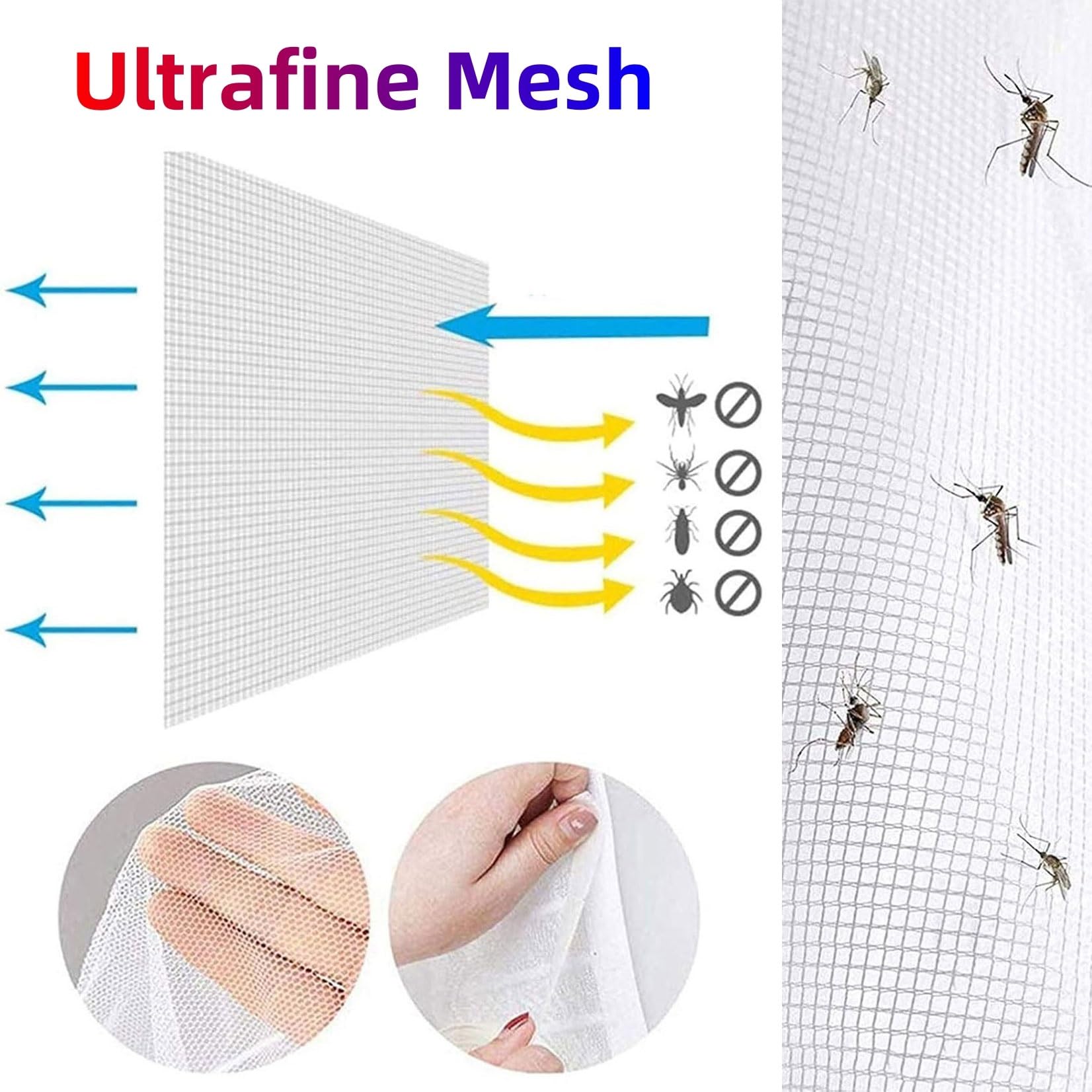 Fliegengitter Balkontür 164 x 174 cm (Anpassbar) Extra Starke Magnete Magnet-Verschluss Insektenschutz Balkontür mit Selbstklebendes Klettband für Terrassentür, Weiß