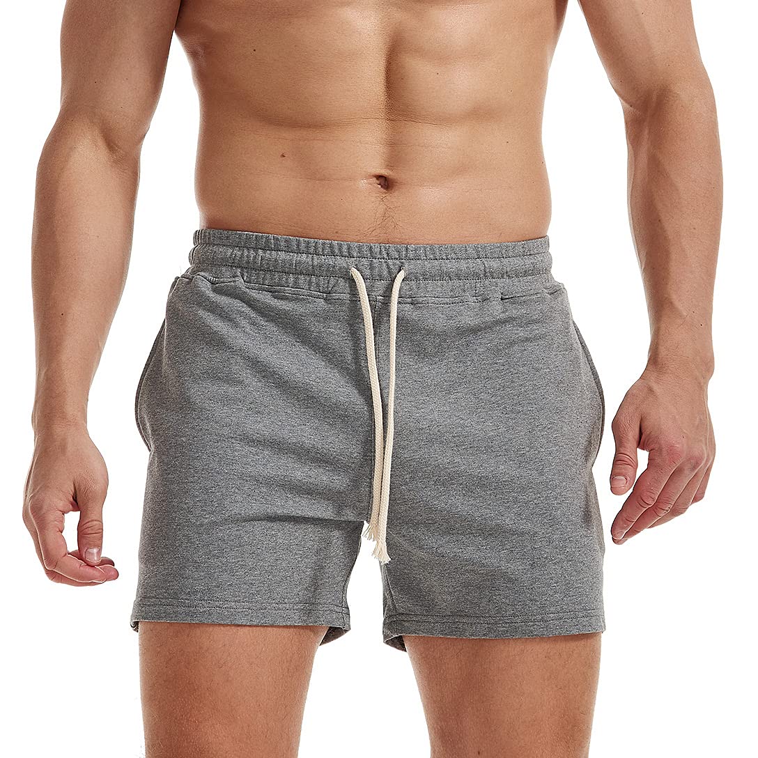 AIMPACT Mens Workout Sweat Shorts 5 Inch Cotton Casual Fitness Mens Athletic Gym Shorts with Pockets