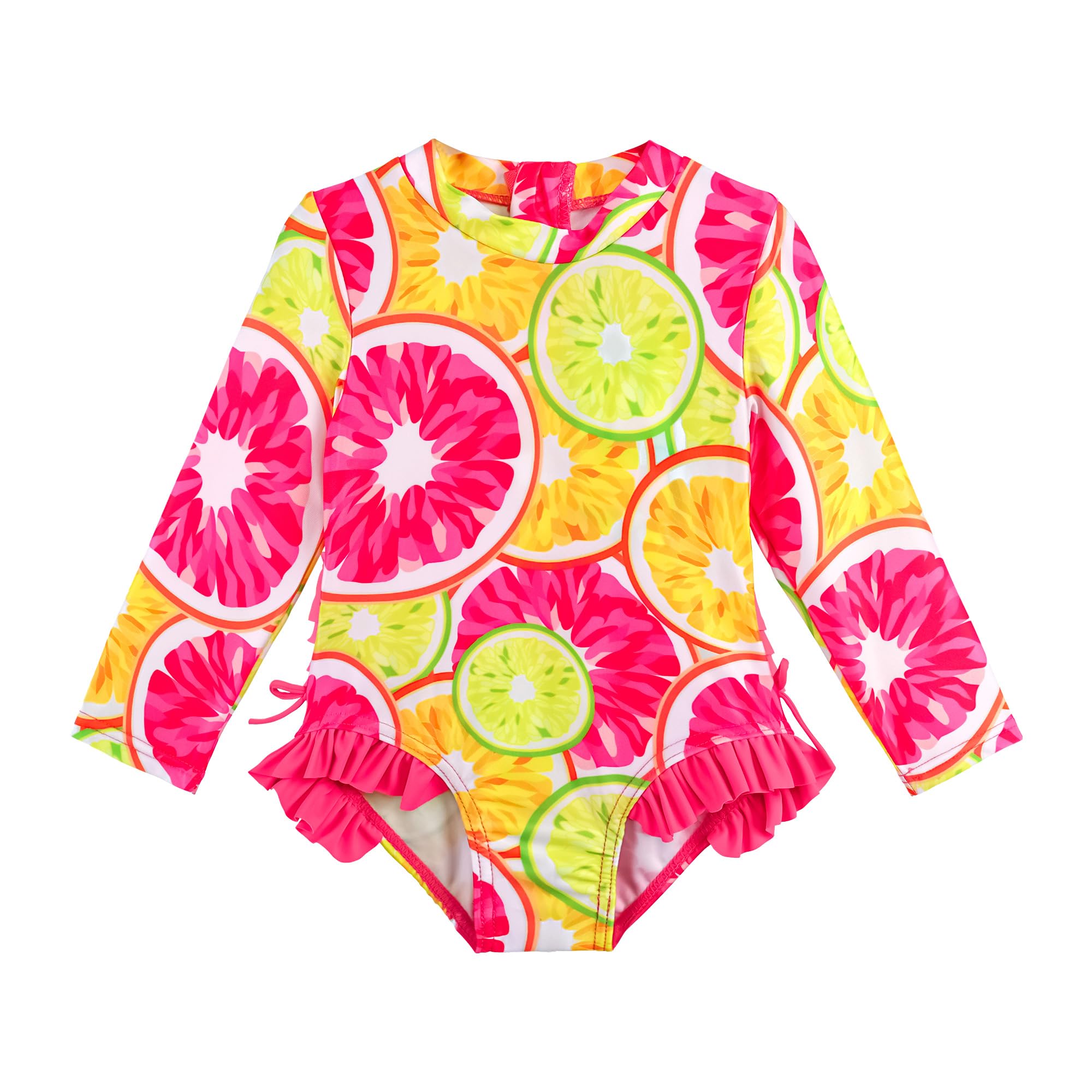 XFGIRLS Baby/Toddler Girls Swimsuit Long Sleeve One-Piece Bathing Suit Rash Guard for Kids UPF 50+ Swimwear