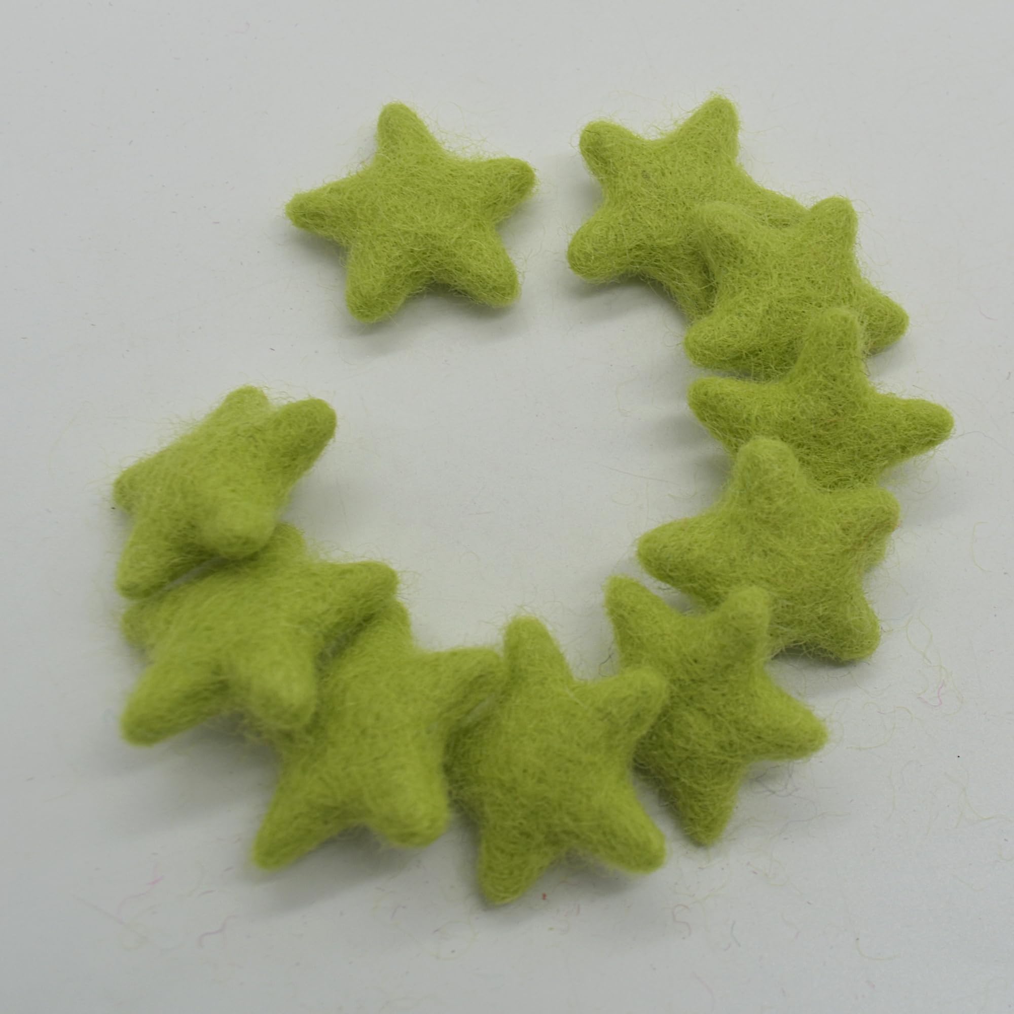 100% Wool Felt Stars - 3cm - 10 Felt Stars - Yellow Green โ image 1
