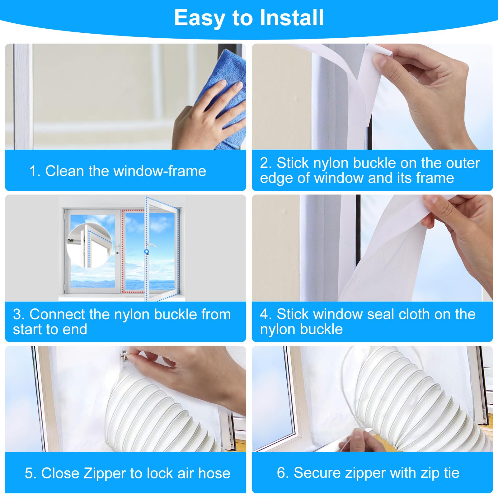 Sello De Ventana AA81-Airlock Para Aire Acondicionado Portátil, Sello De Ventana De Placa De Sellado De Tela Flexible De 400 Cm Con Cremallera Y Adhivo - AliExprs