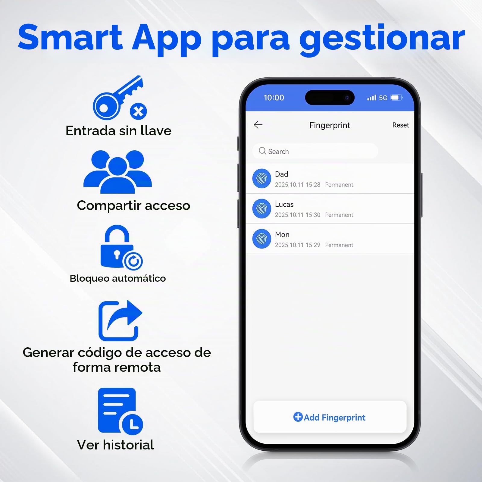 MYPIN Pomo de Puerta Inteligente, con Huella Dactilar y Teclado | Cerradura de Puerta, Control vía App, Acceso sin Llave, Cerradura Electrónica para Habitación, Garaje, Oficina, Apartamento