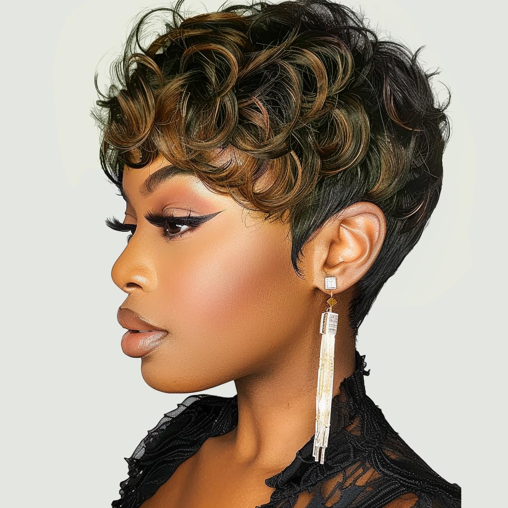 Amazon.com : MUJGOO Short Curly Pixie Cut Wigs for Black 