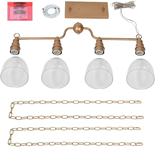 Miniatura 8 de LOG BARN Candelabros dorados, moderna lámpara de isla de cocina de vidrio sembrado dorado para comedor, lámpara de araña de 4 luces para sala de