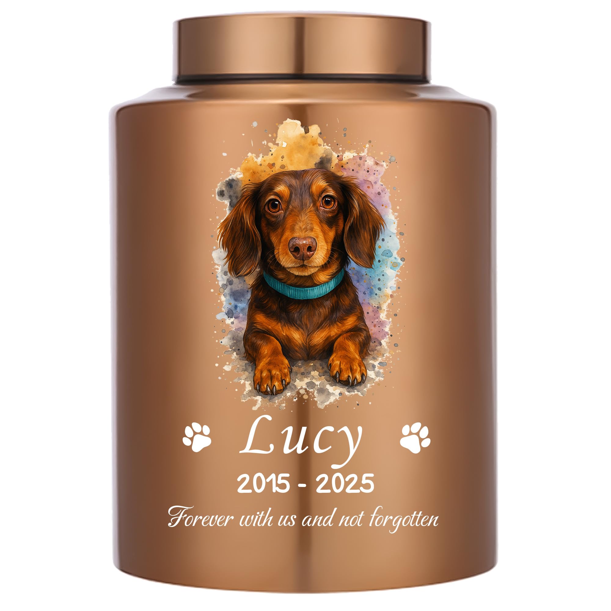 Urnen für Hunde Katzen Asche mit Name und Foto als personalisierte Pet Memorial Andenken Urne für Verlust von Hundekatzen (Aquarell)