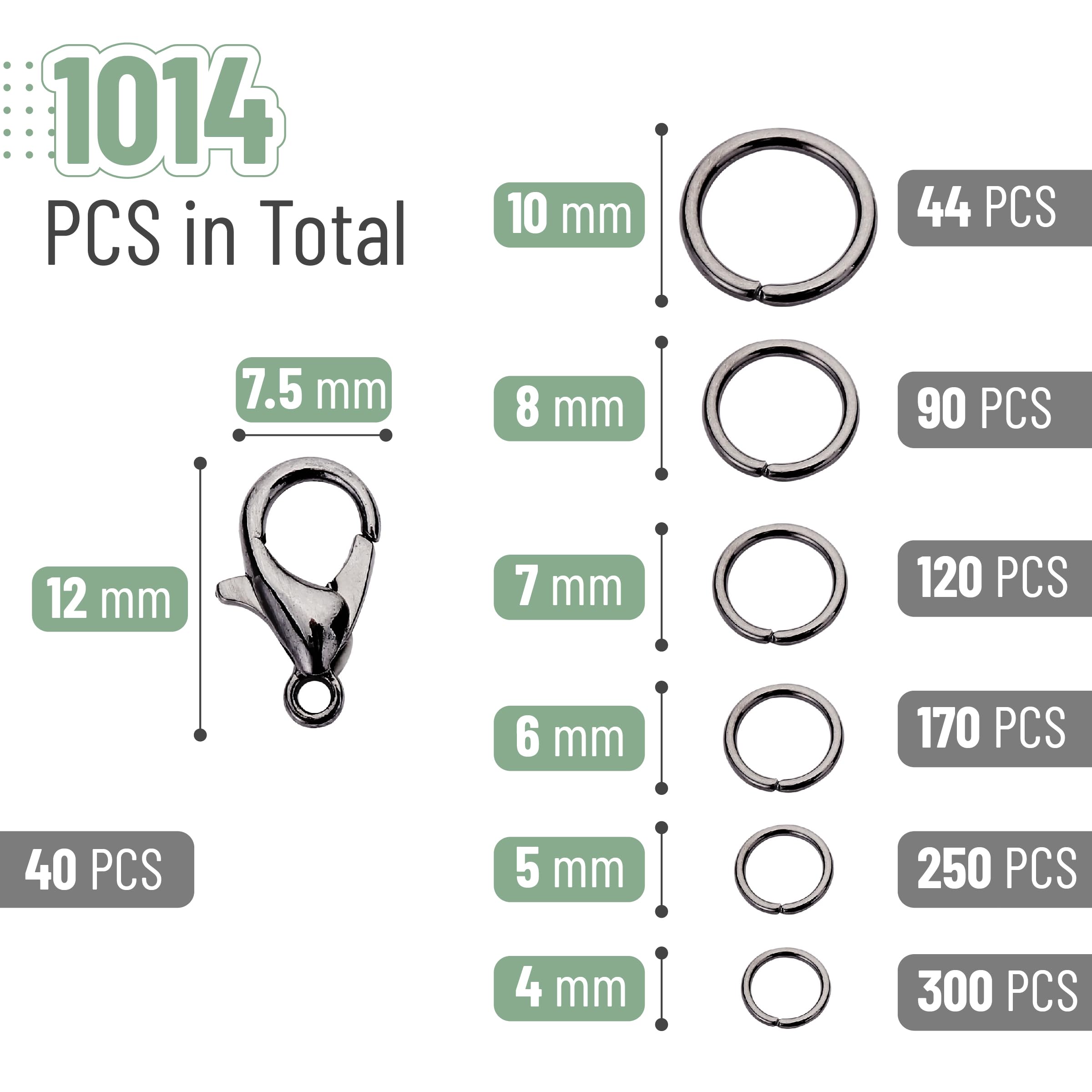 Amazon.com: Mr. Pen- Open Jump Rings Set, 1014 pcs, Black Metal