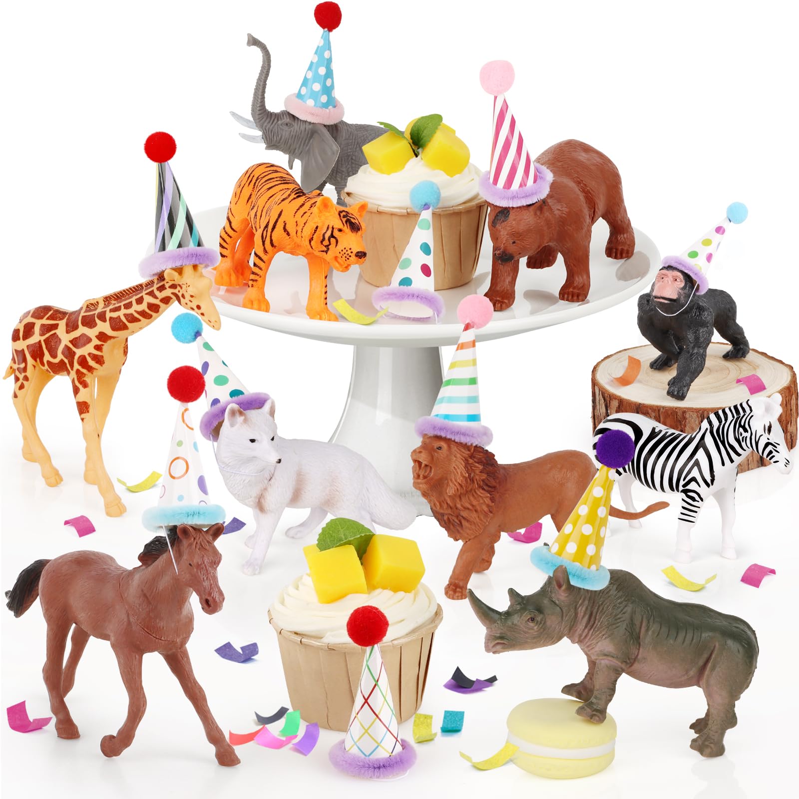 Hooqict 20 Pcs Jungle Animal Birthday Party Decorations - cake decorating supplies | Mubboo